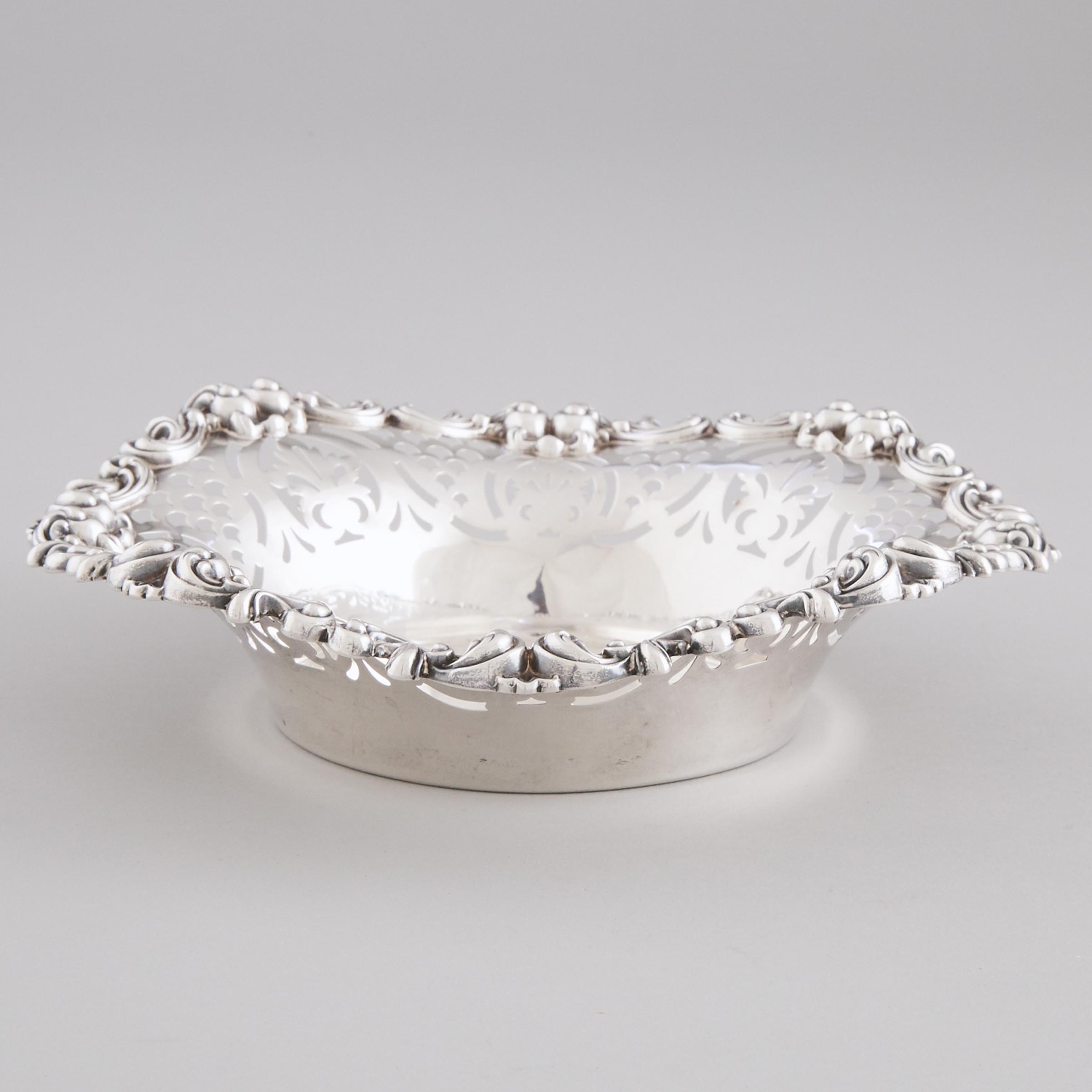 American Silver Pierced and Moulded Circular Dish, 20th century