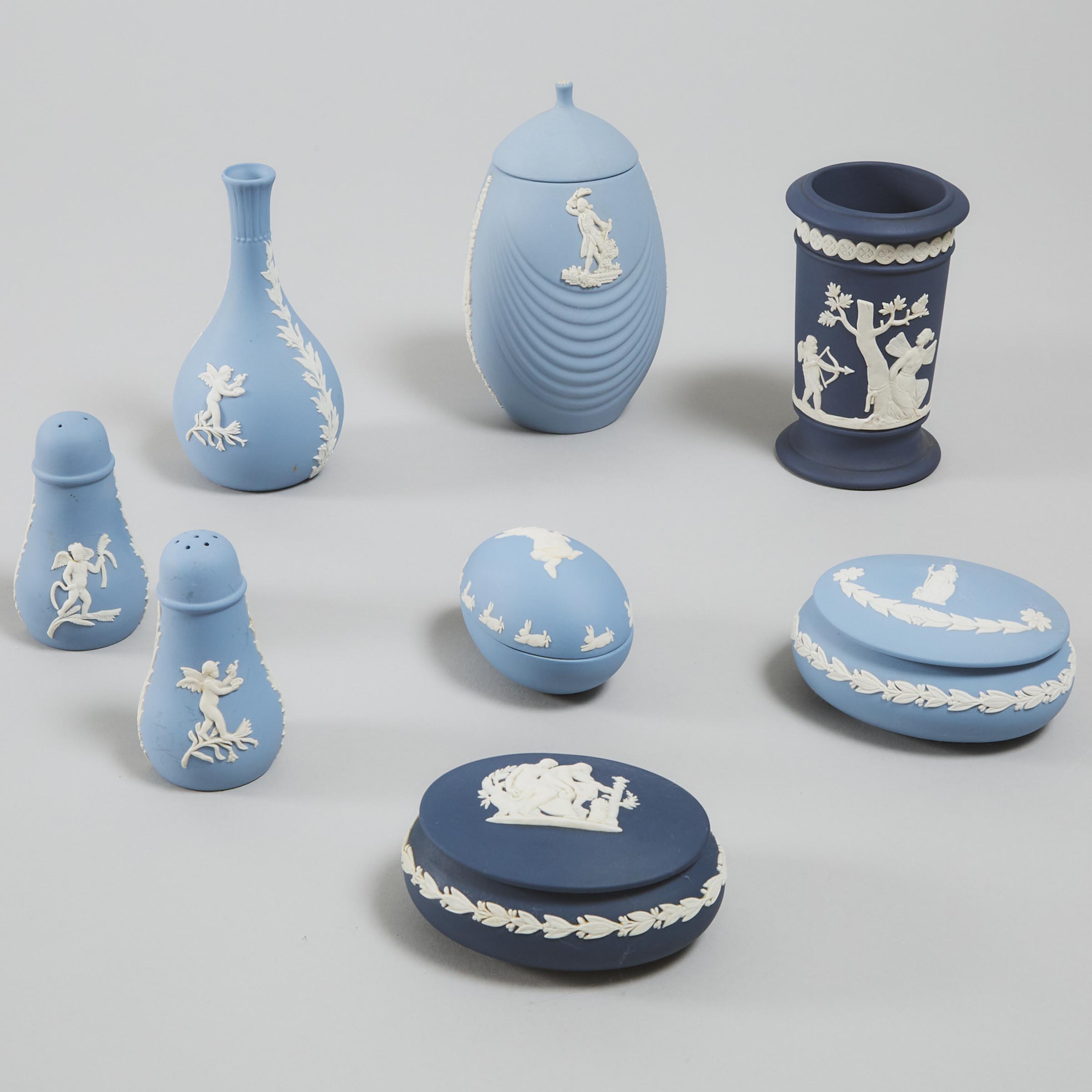 Group of Wedgwood Blue Jasper Pottery, 20th century