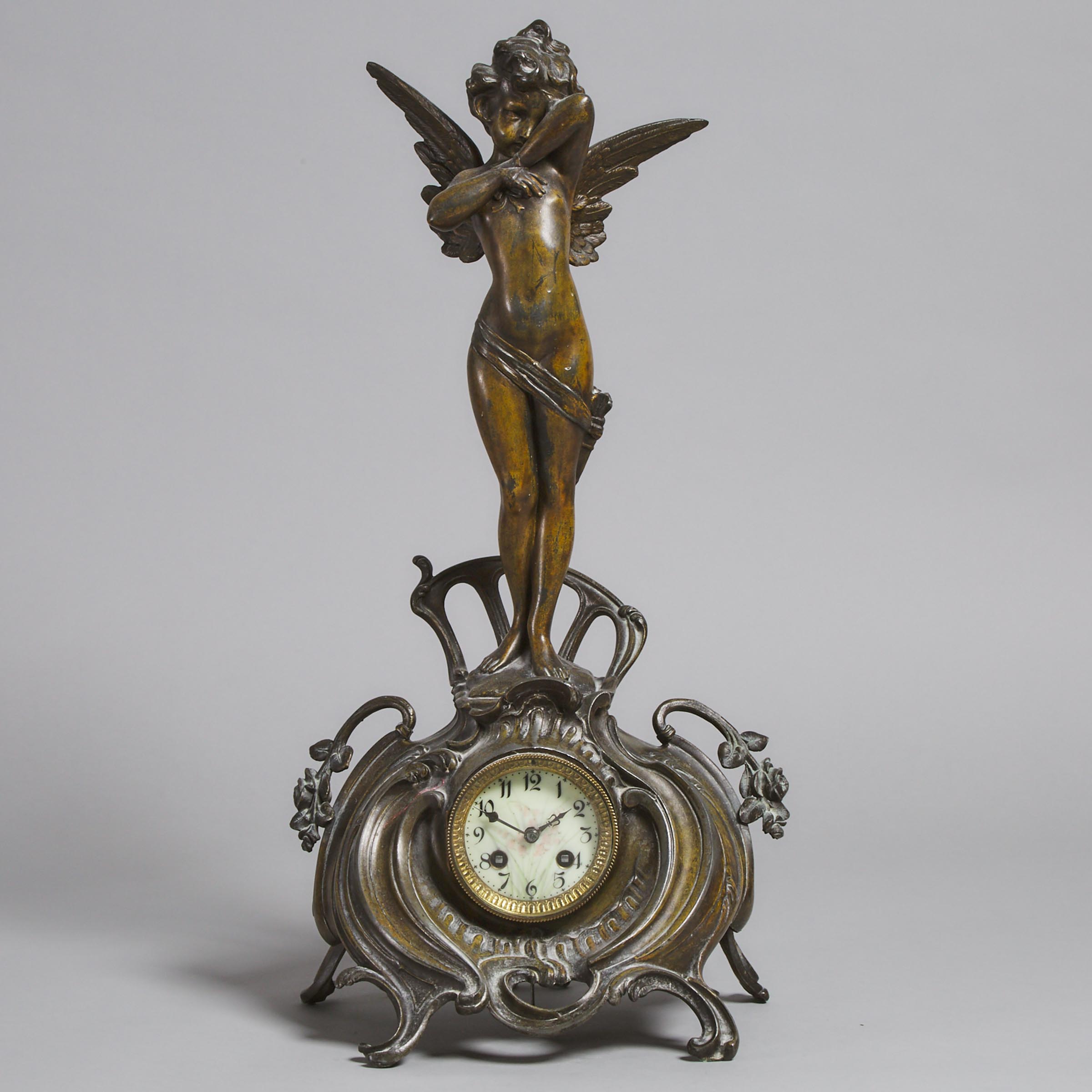French Art Nouveau Figural Mantel Clock, c.1900