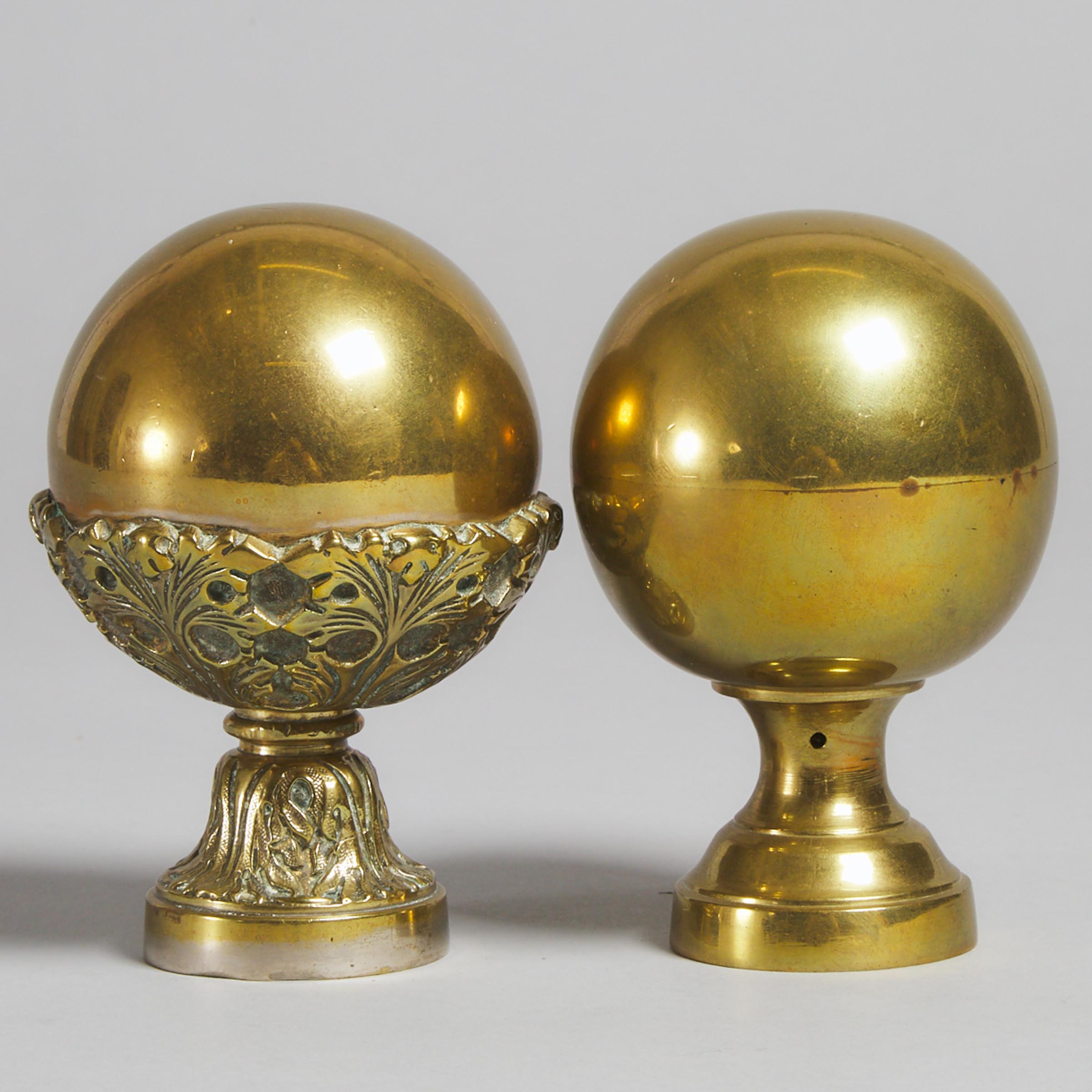 Two French Brass Newel Post Finials, 19th century