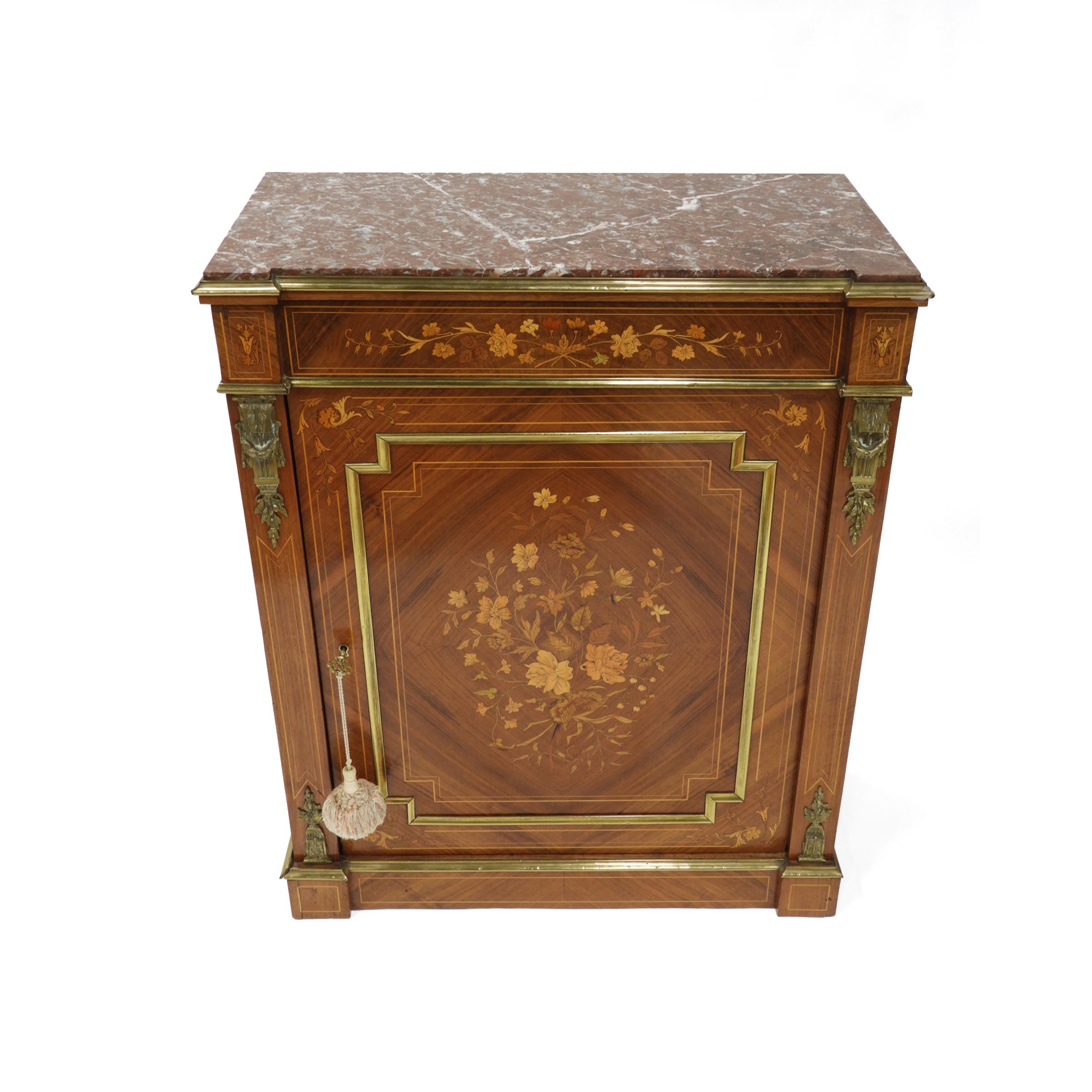 French Ormolu Mounted and Inlaid Parquestry Side Cabinet, c.1900