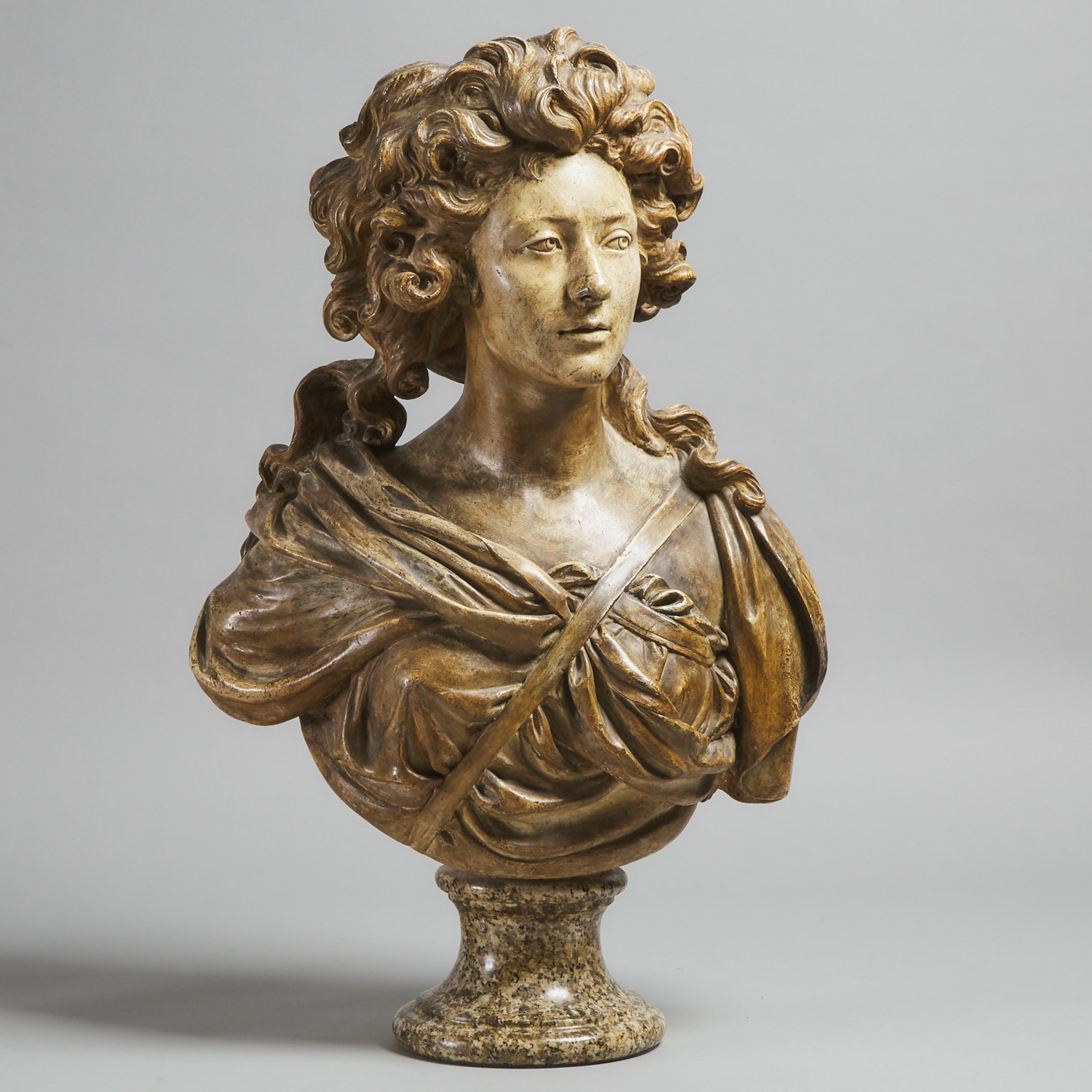 French Patinated Terra Cotta Bust of a Young Woman, 19th century
