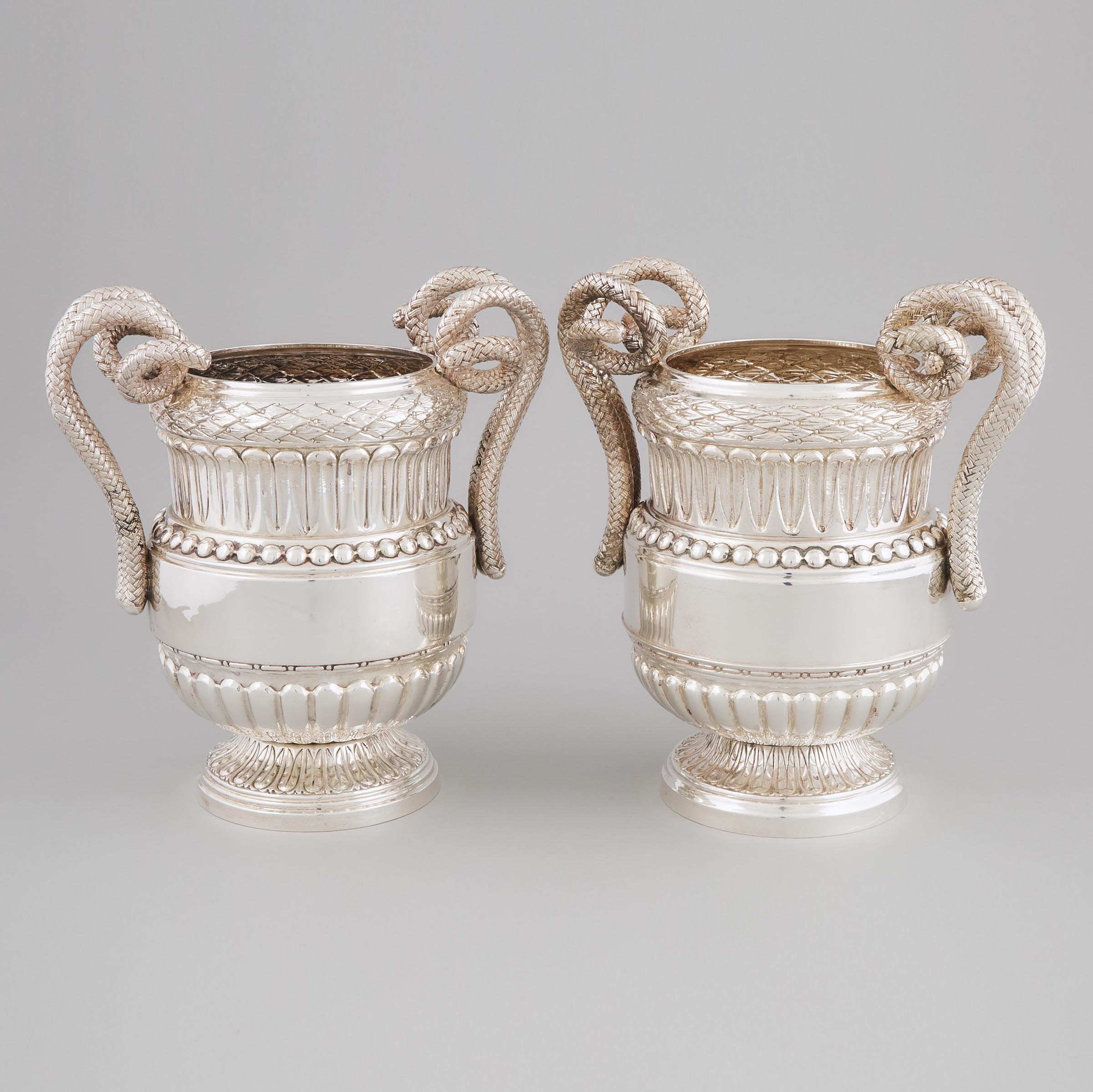 Pair of Middle-Eastern Silver Wine Coolers, 20th century