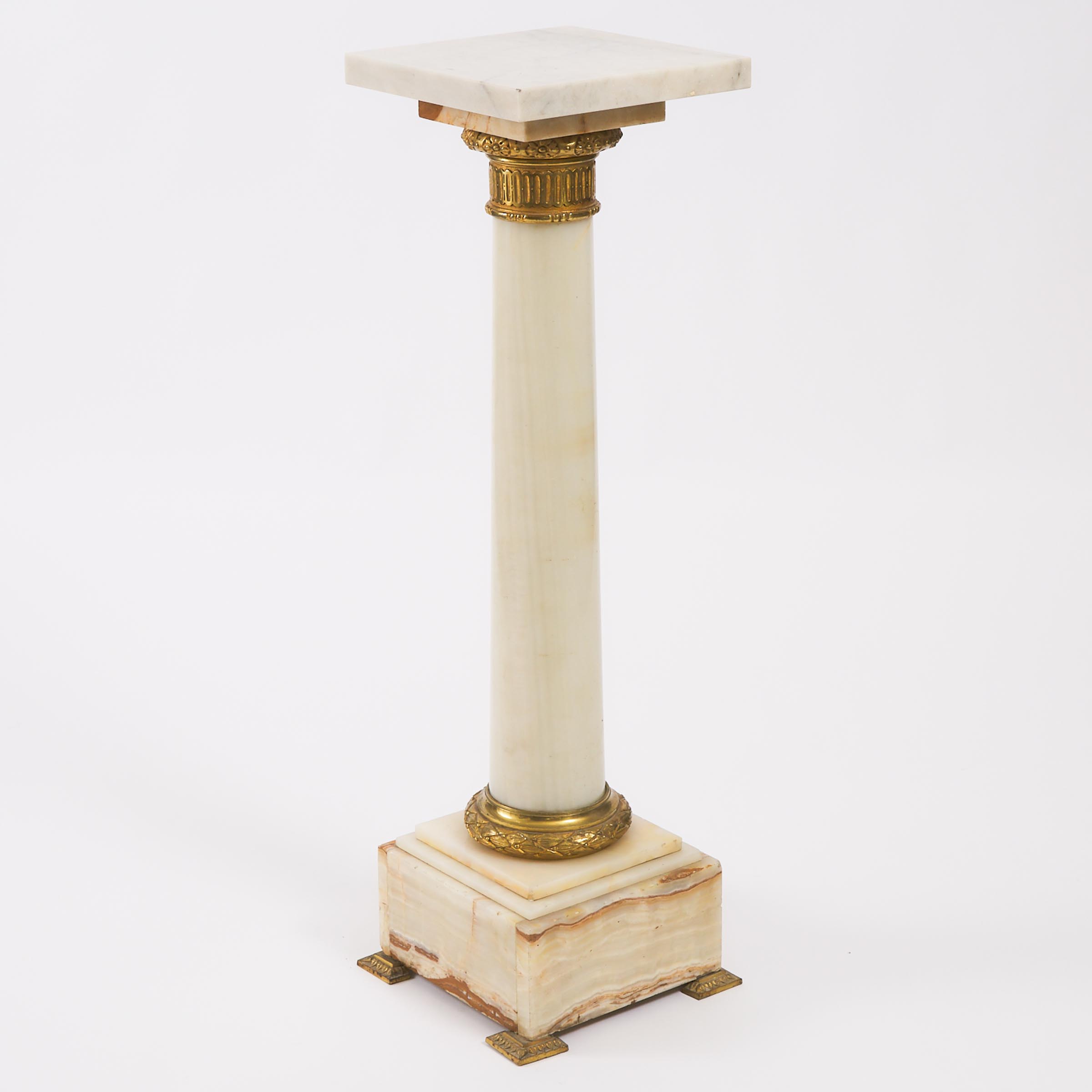 Neoclassical Ormolu Mounted Onyx Column Form Pedestal, early 20th century