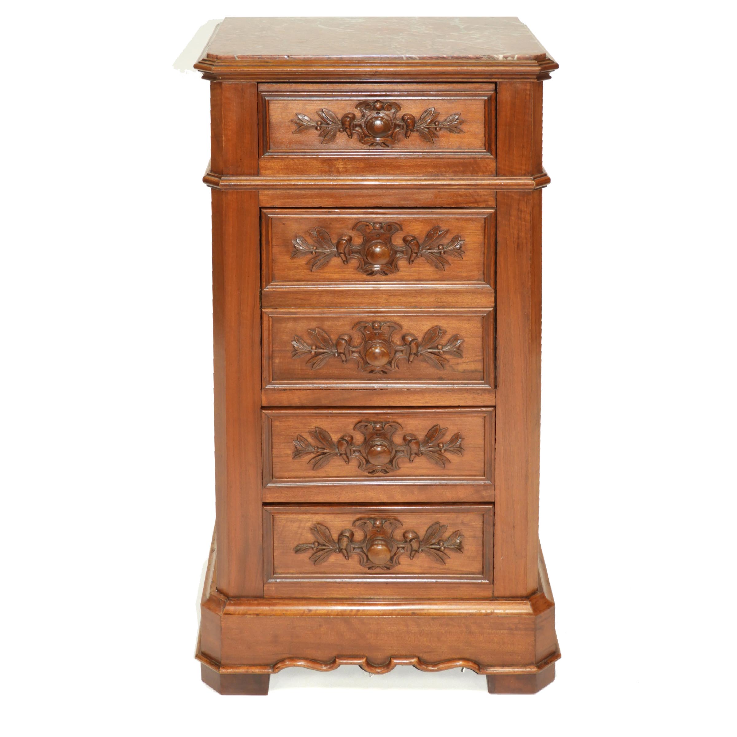 French Carved Walnut Commode, late 19th century