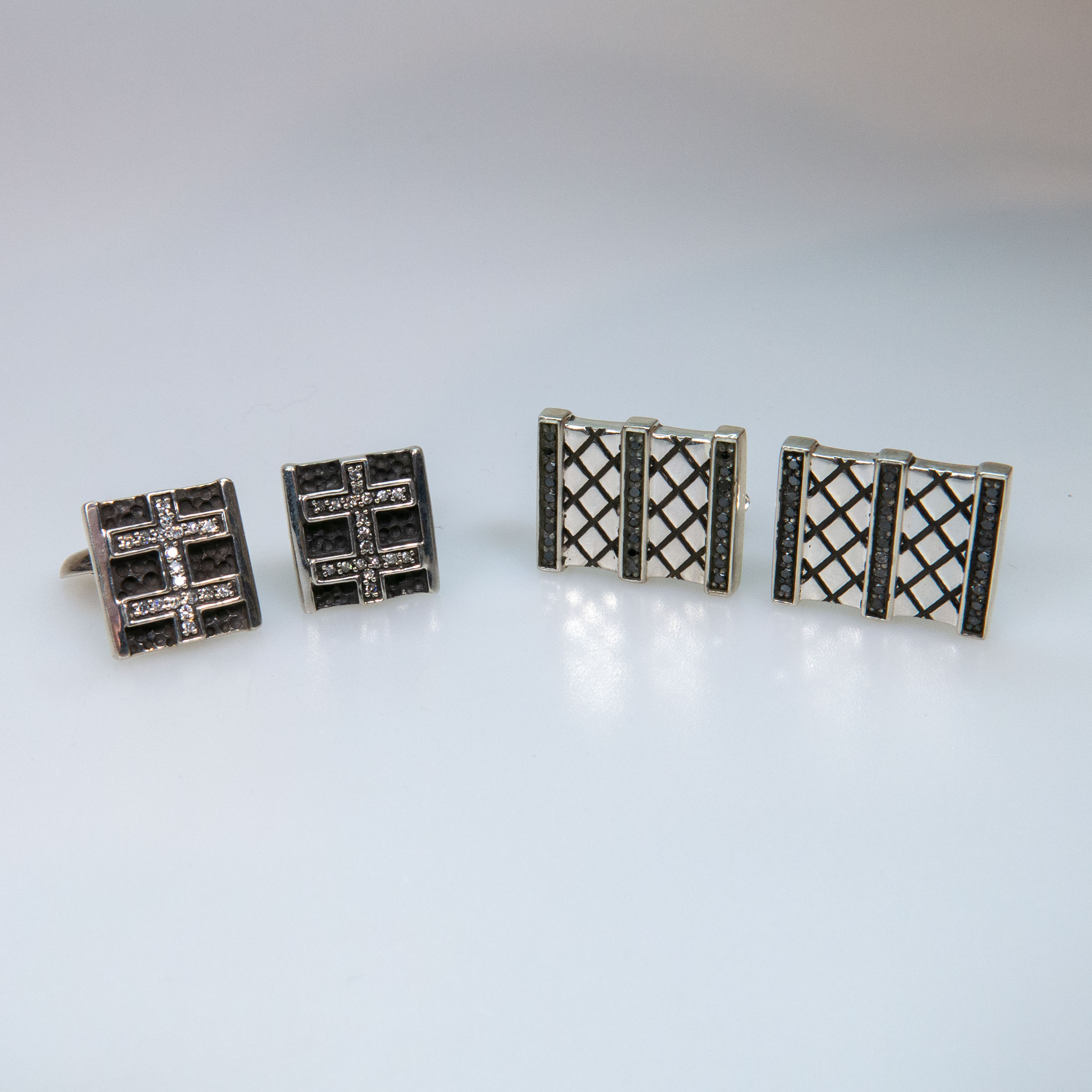 2 Pairs Of Sterling Silver Cufflinks 
