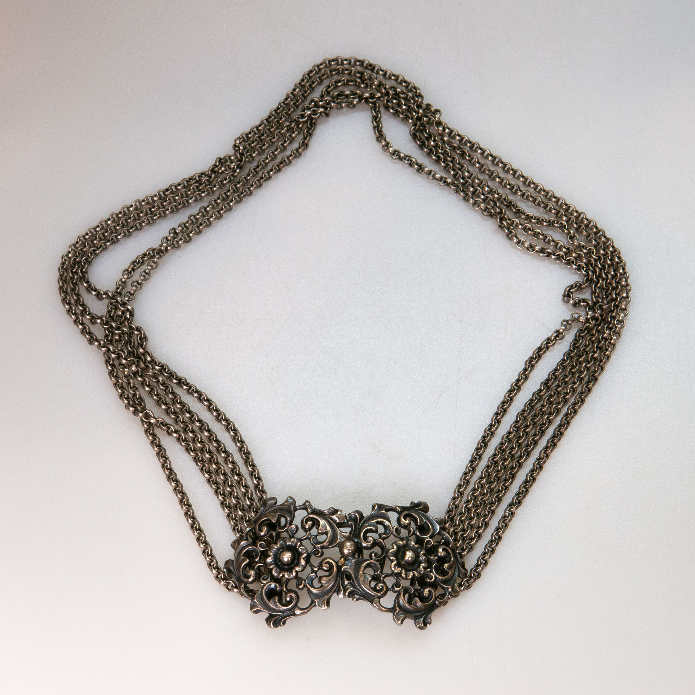 800 Grade Silver Multi-Strand Necklace 