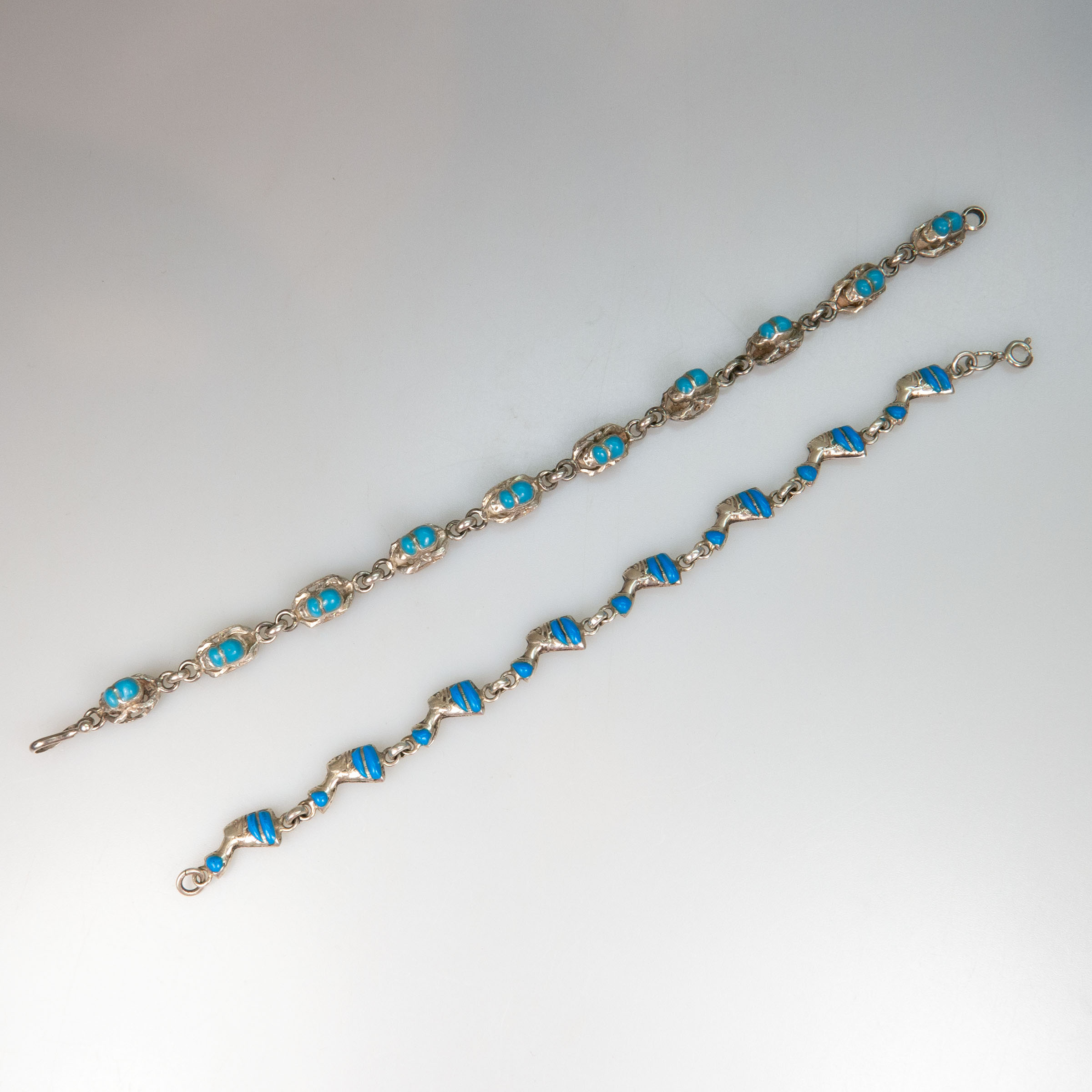 2 Egyptian 800 Grade Silver Bracelets
