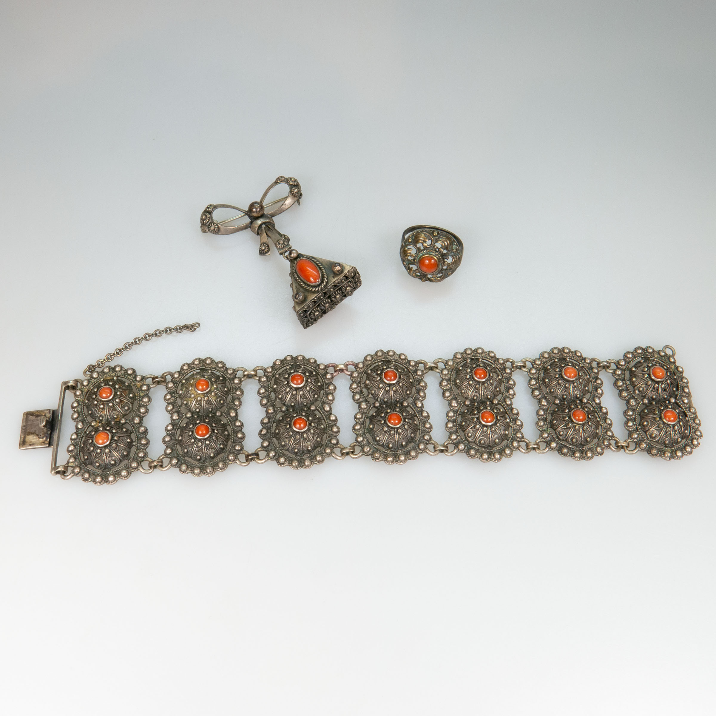 835 Grade Silver Filigree Bracelet And Ring