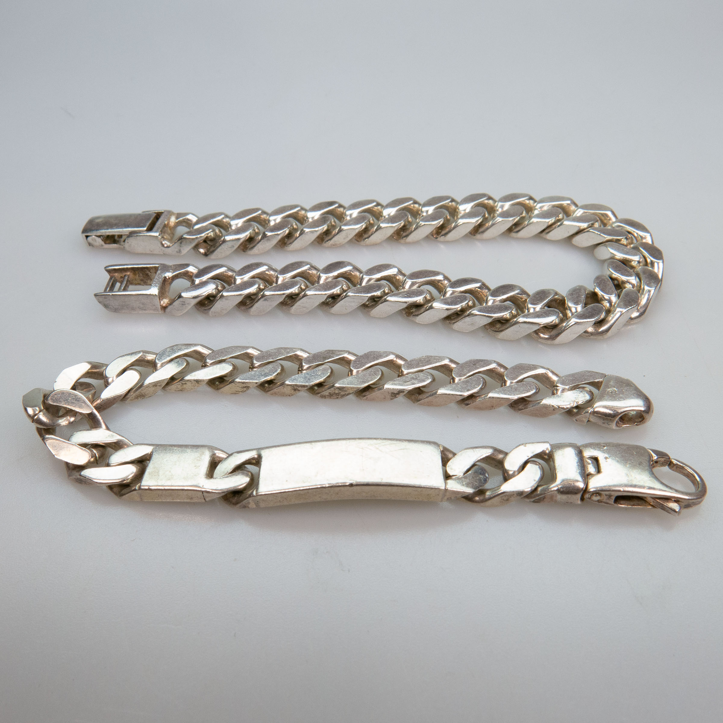 2 Italian Sterling Silver Curb Link Bracelets