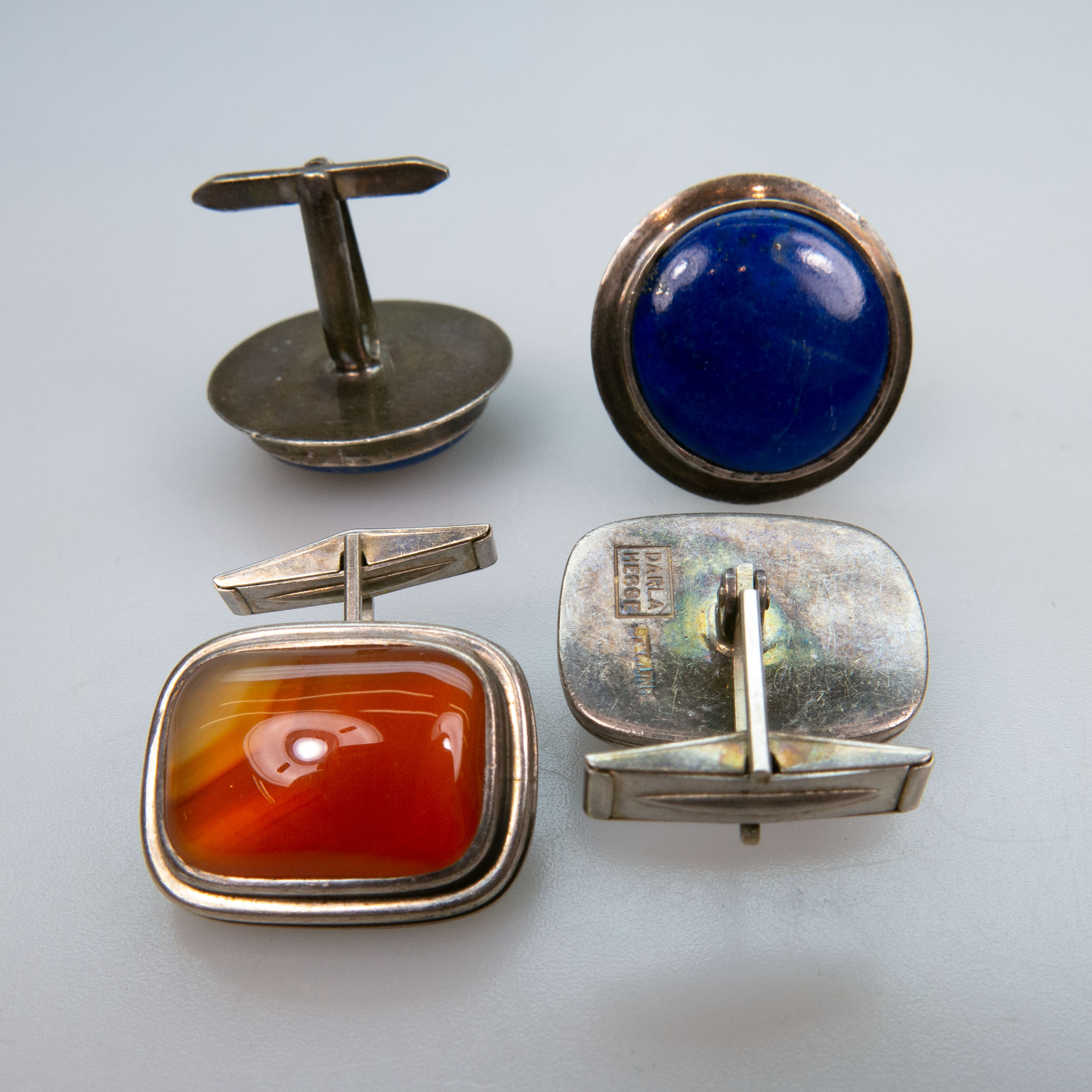 4 Pairs Of Sterling Silver Cufflinks