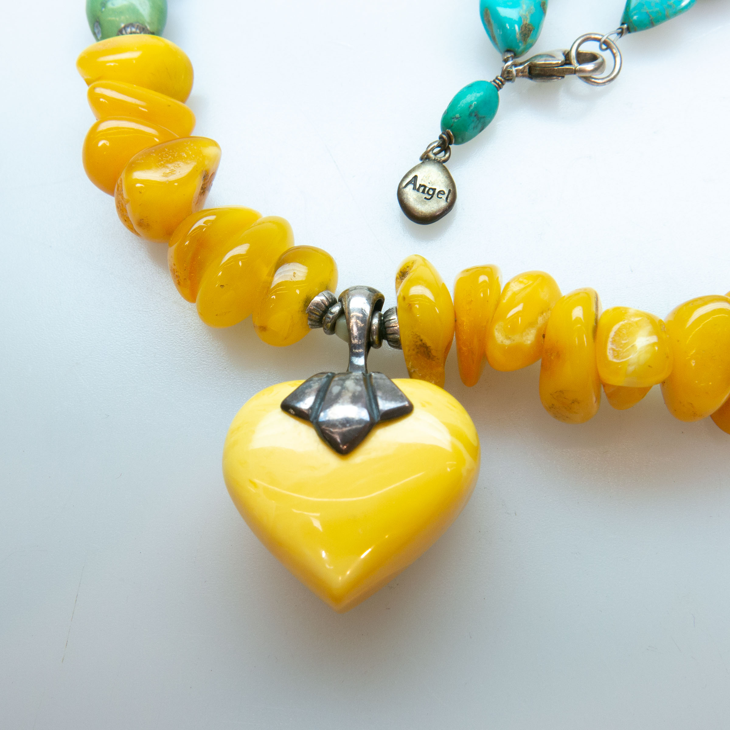 Amber And Turquoise Bead Necklace