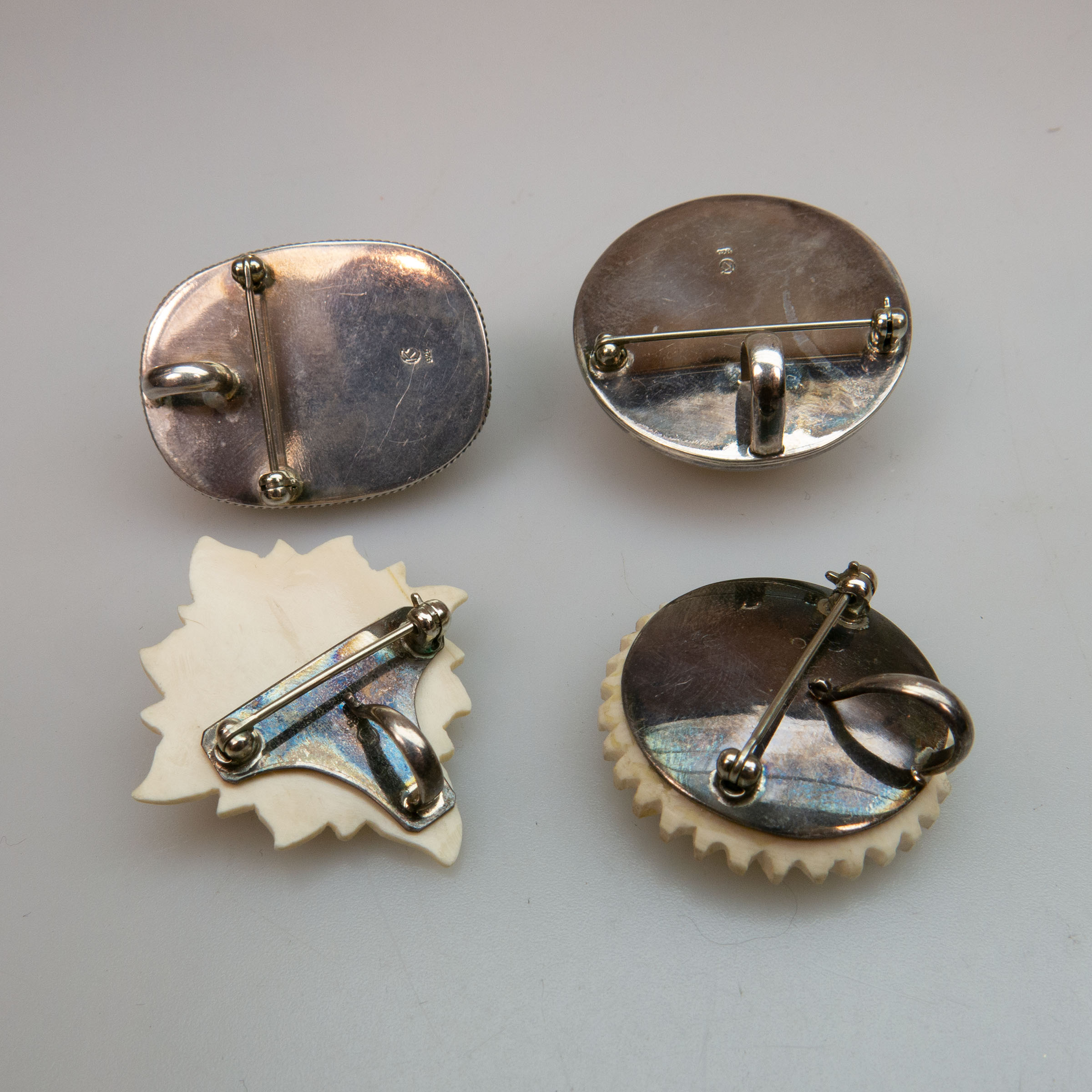 4 Indonesian Sterling Silver Pendant/Brooches