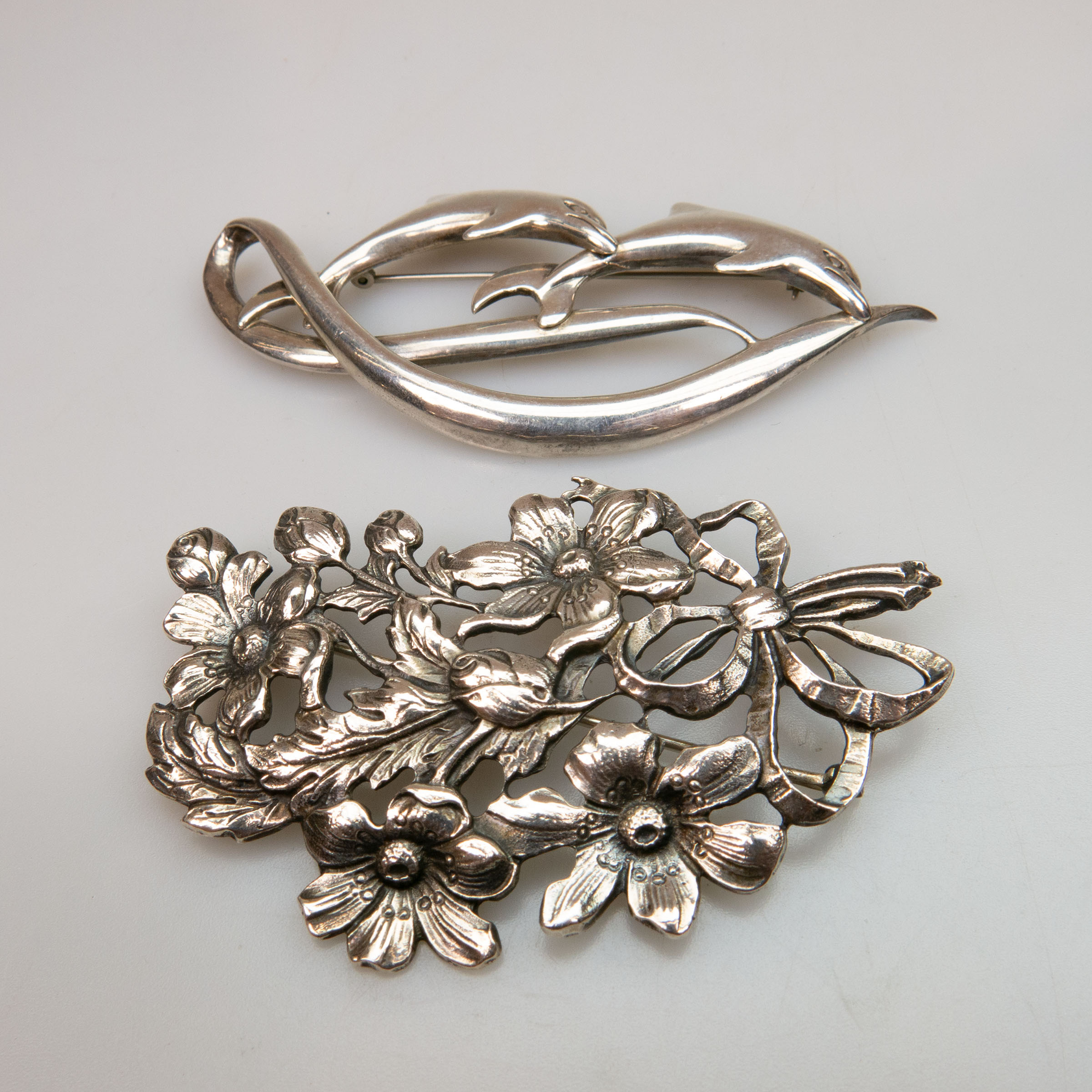 2 Sterling Silver Brooches