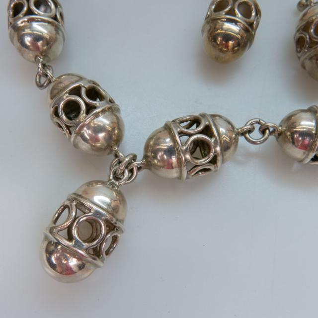 Mexican Sterling Silver Necklace And Earrings 