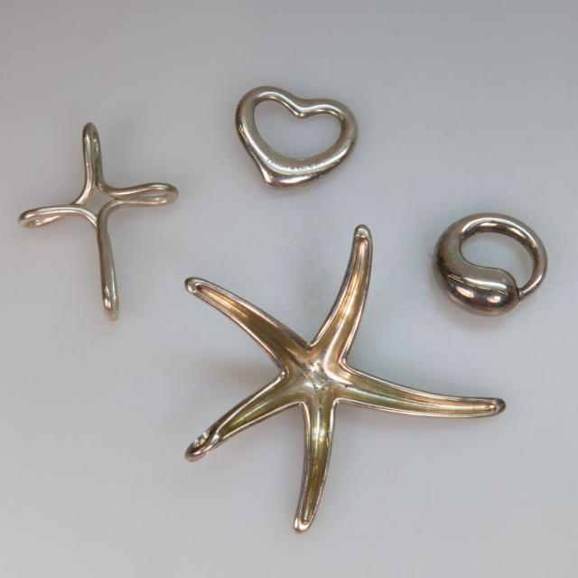 4 Various Tiffany & Co. Elsa Peretti Sterling Silver Pendants