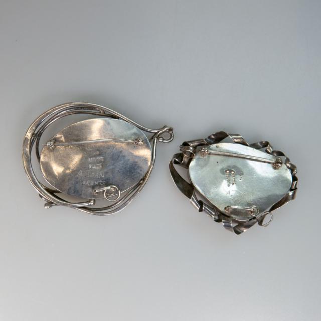 2 Sterling Silver Brooch Pendants