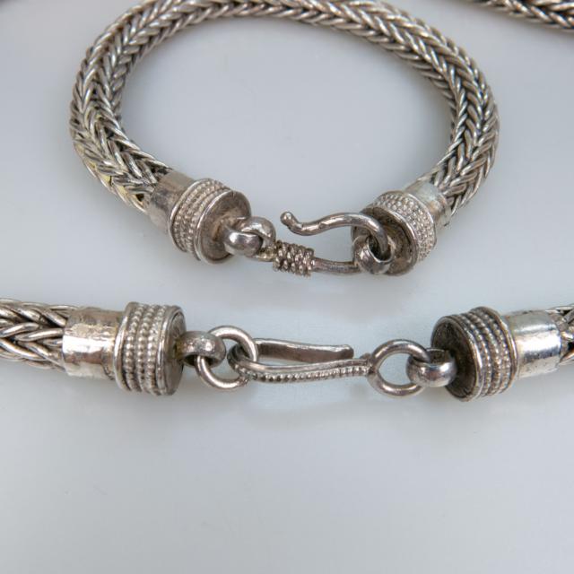 Silver Wheat Link Chain And Matching Bracelet