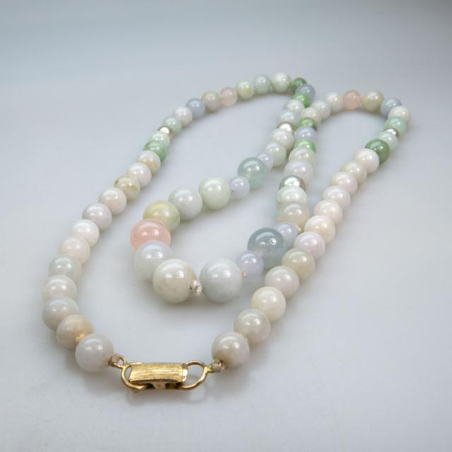 2 Single Strand Jade Bead Necklaces