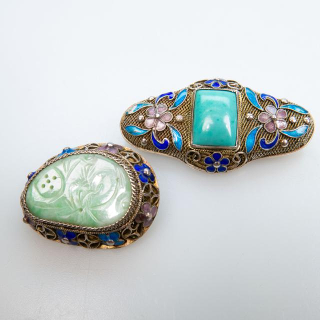 4 Chinese Silver Gilt Filigree Brooches