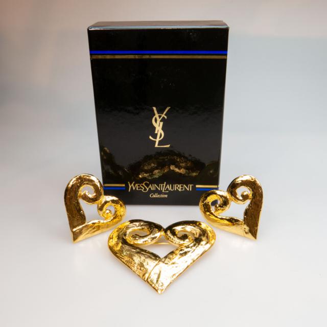 Yves Saint Laurent French Gold Tone Metal 3-Piece Jewellery Suite