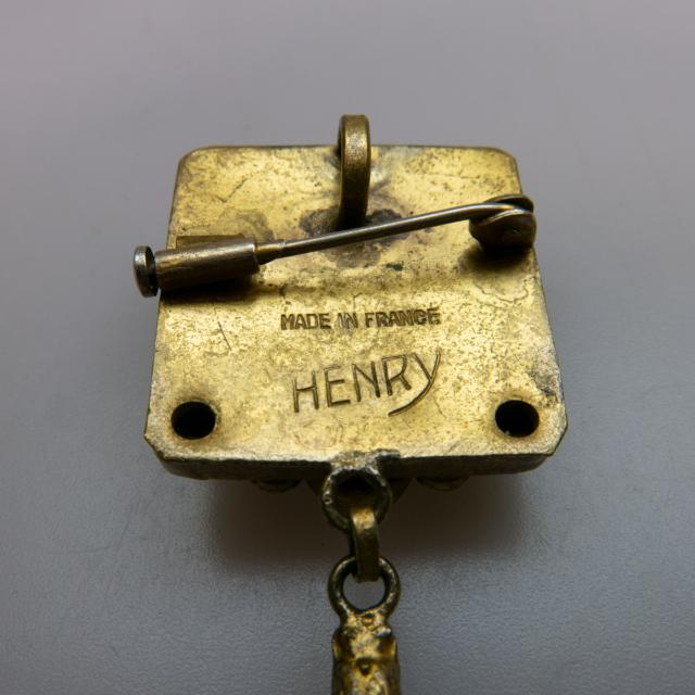 Henry Périchon French Gilt Metal Brooch/Pendant 