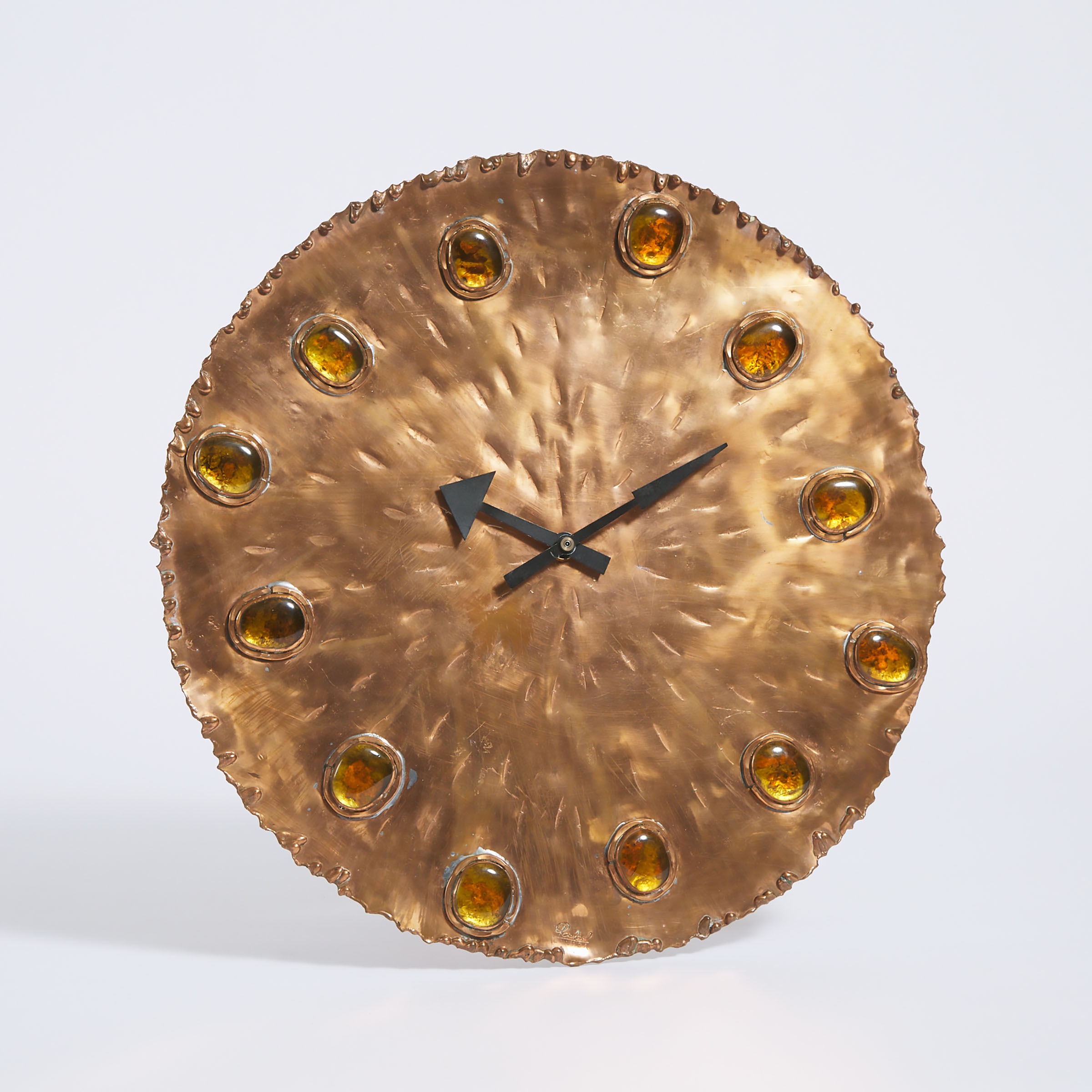 Raphael Alfandary Copper Wall Clock, c. 1975