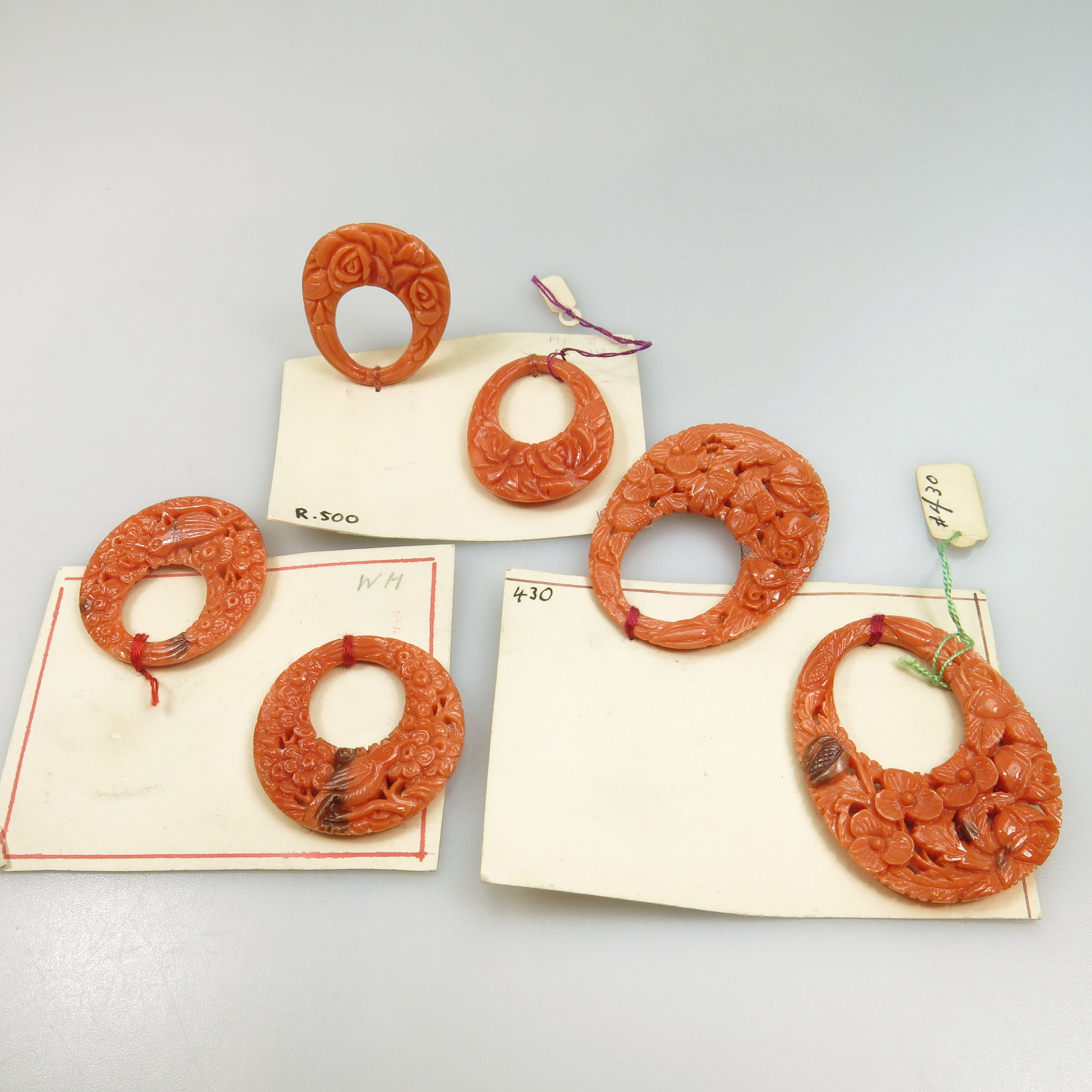 12 Pairs Of Carved Coral Hoops For Earrings