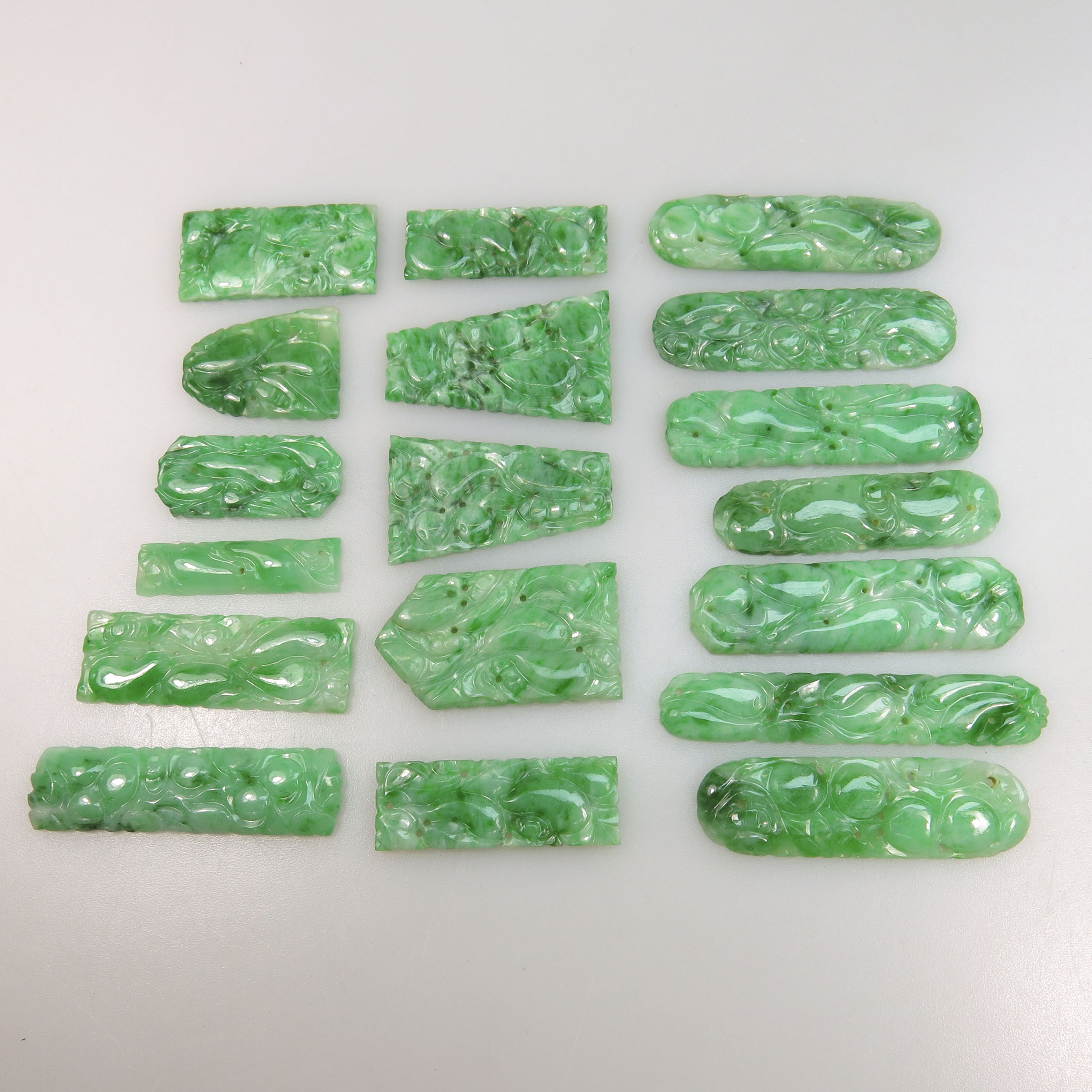 18 Carved And Pierced Various Shaped Jadeite Panels