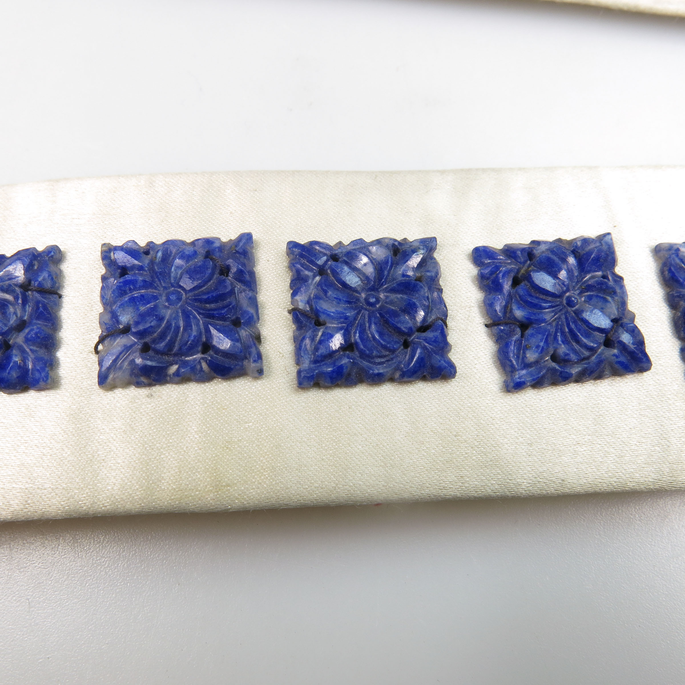 6 Sets Of 6 Various Shaped Carved And Pierced Lapis Panels