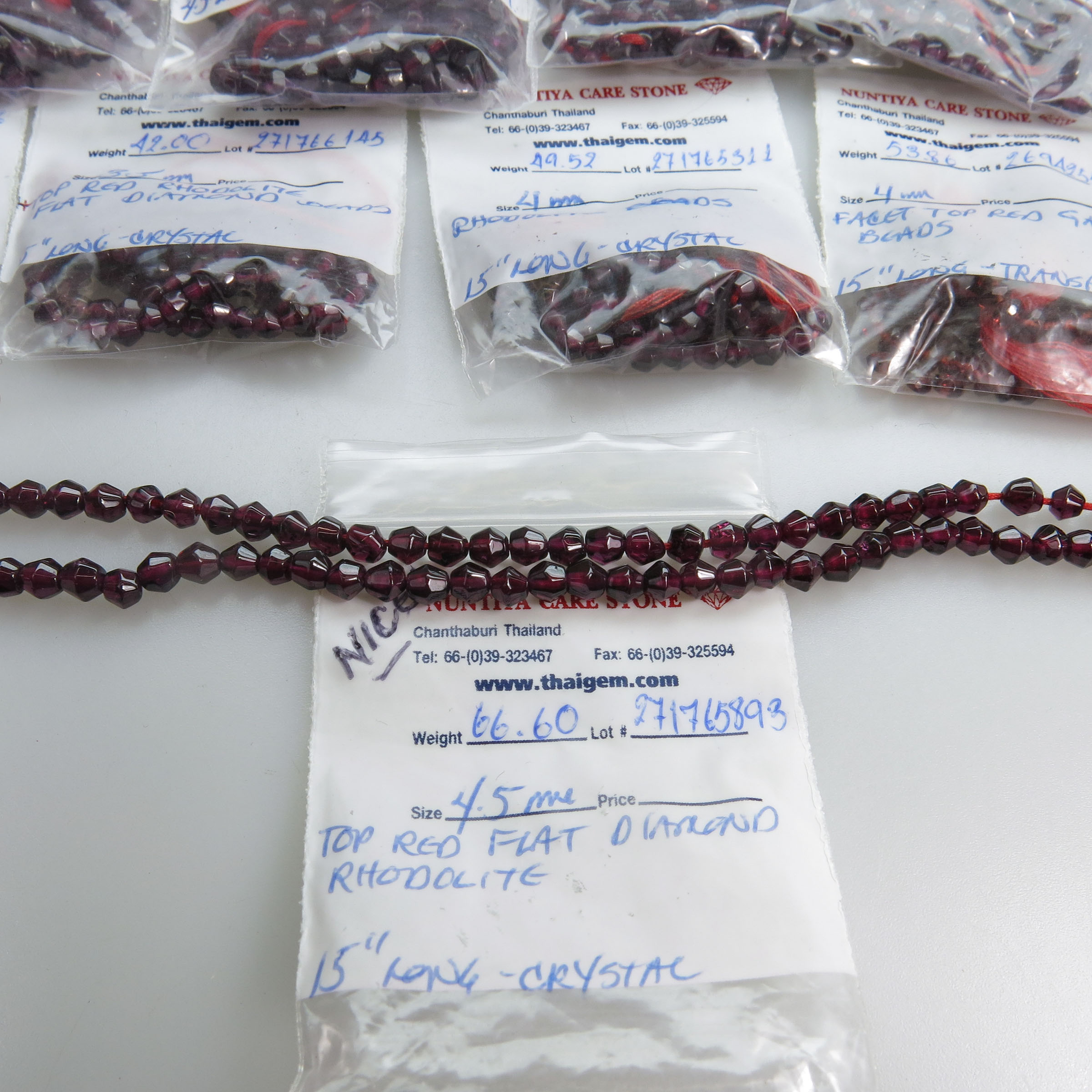 13 Various Strands Of Faceted Garnet Beads