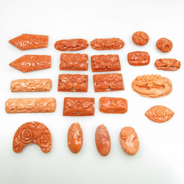 54 Various Shaped Carved Coral Panels