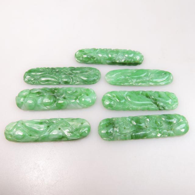 17 Various Carved And Pierced Oblong & Rectangular Jadeite Panels 