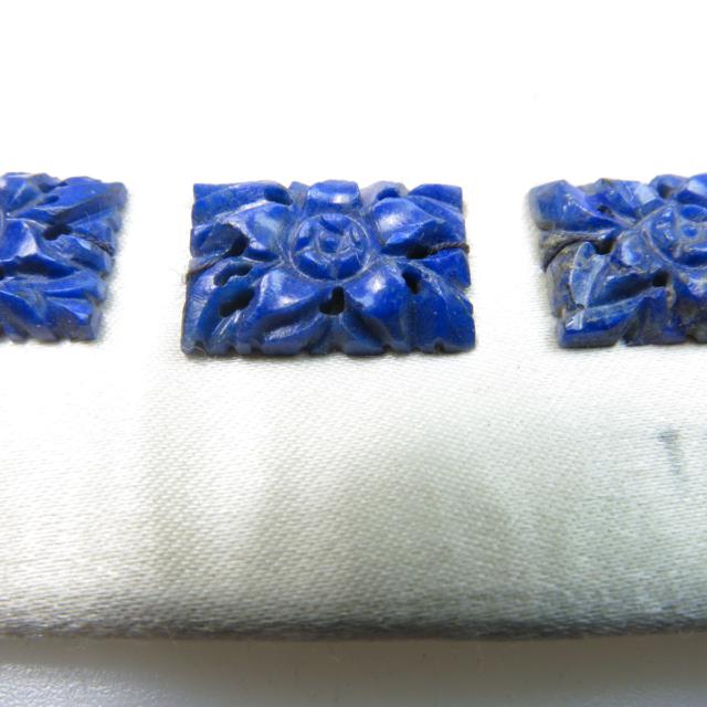 6 Sets Of 6 Various Shaped Carved And Pierced Lapis Panels