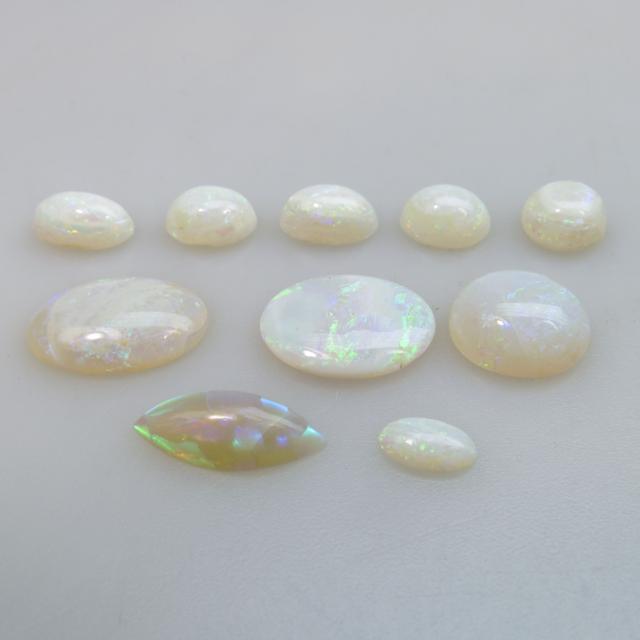 12 Oval, Circular And Navette Opal Cabochons