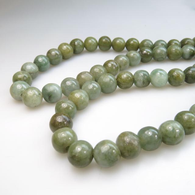 Two Single Strands Of Jade Beads