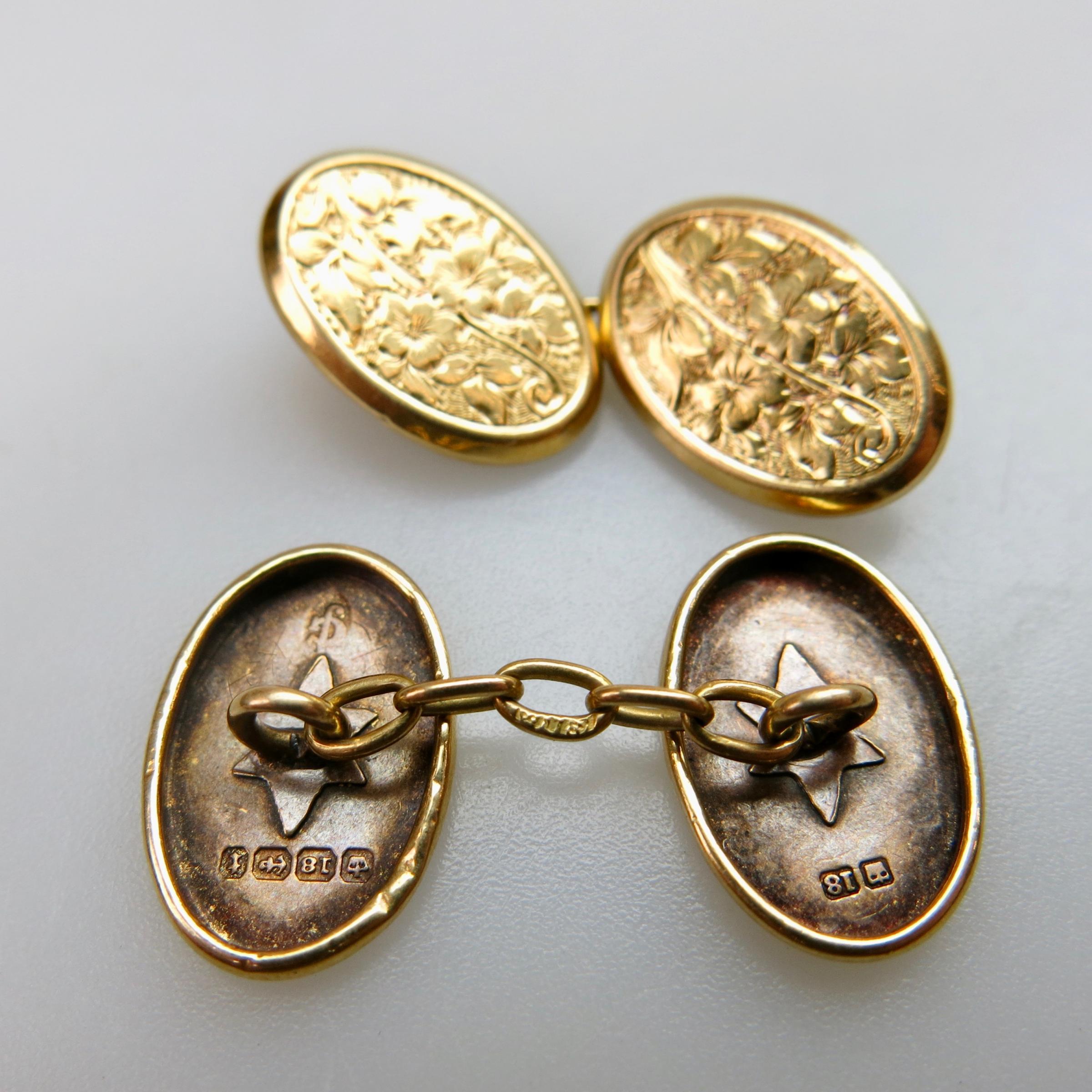 Pair Of English 18k Yellow Gold Cufflinks