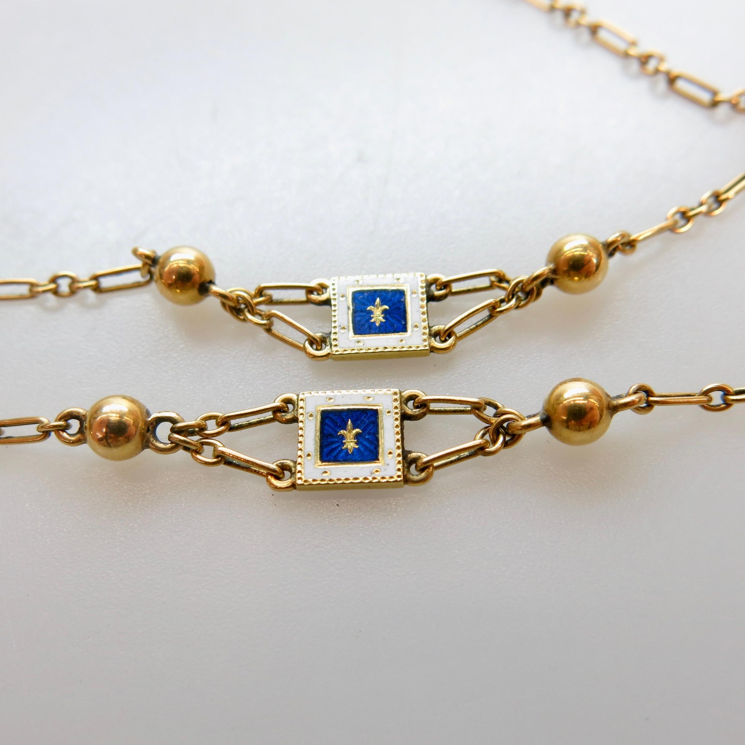 Long 18k Yellow Gold And Enamel Necklace