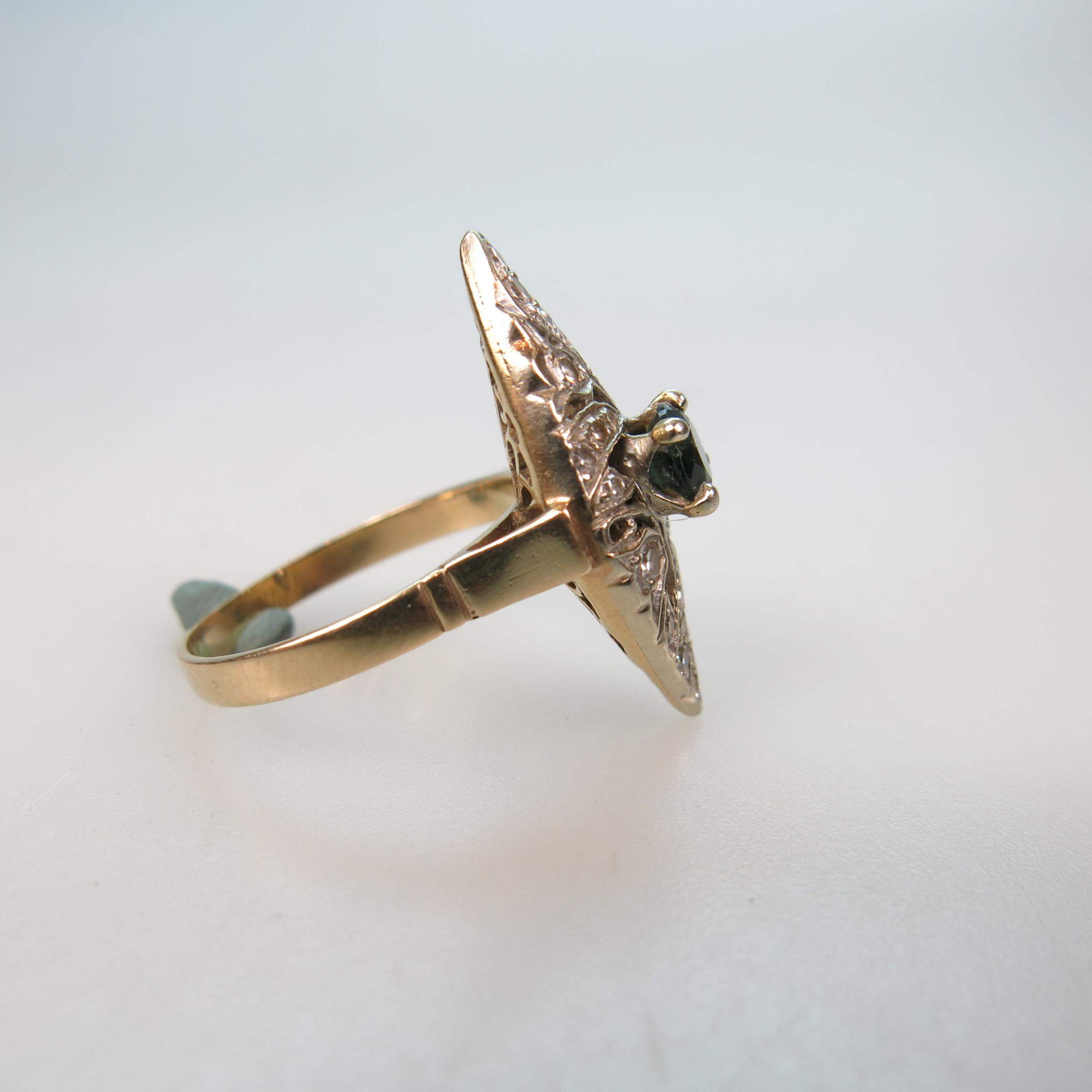 14k Yellow And White Gold Navette Ring