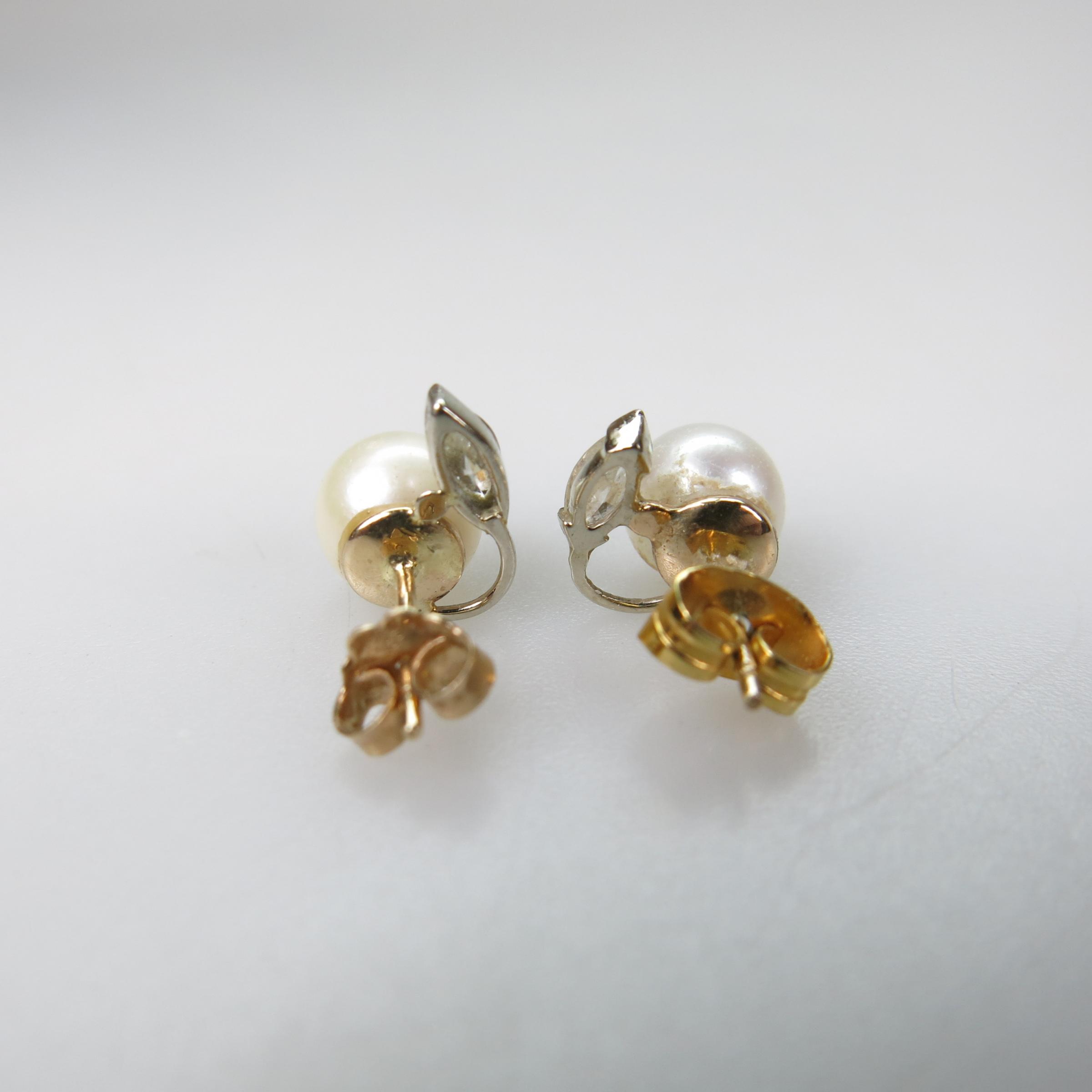 Pair Of 10k Yellow And White Gold Stud Earrings