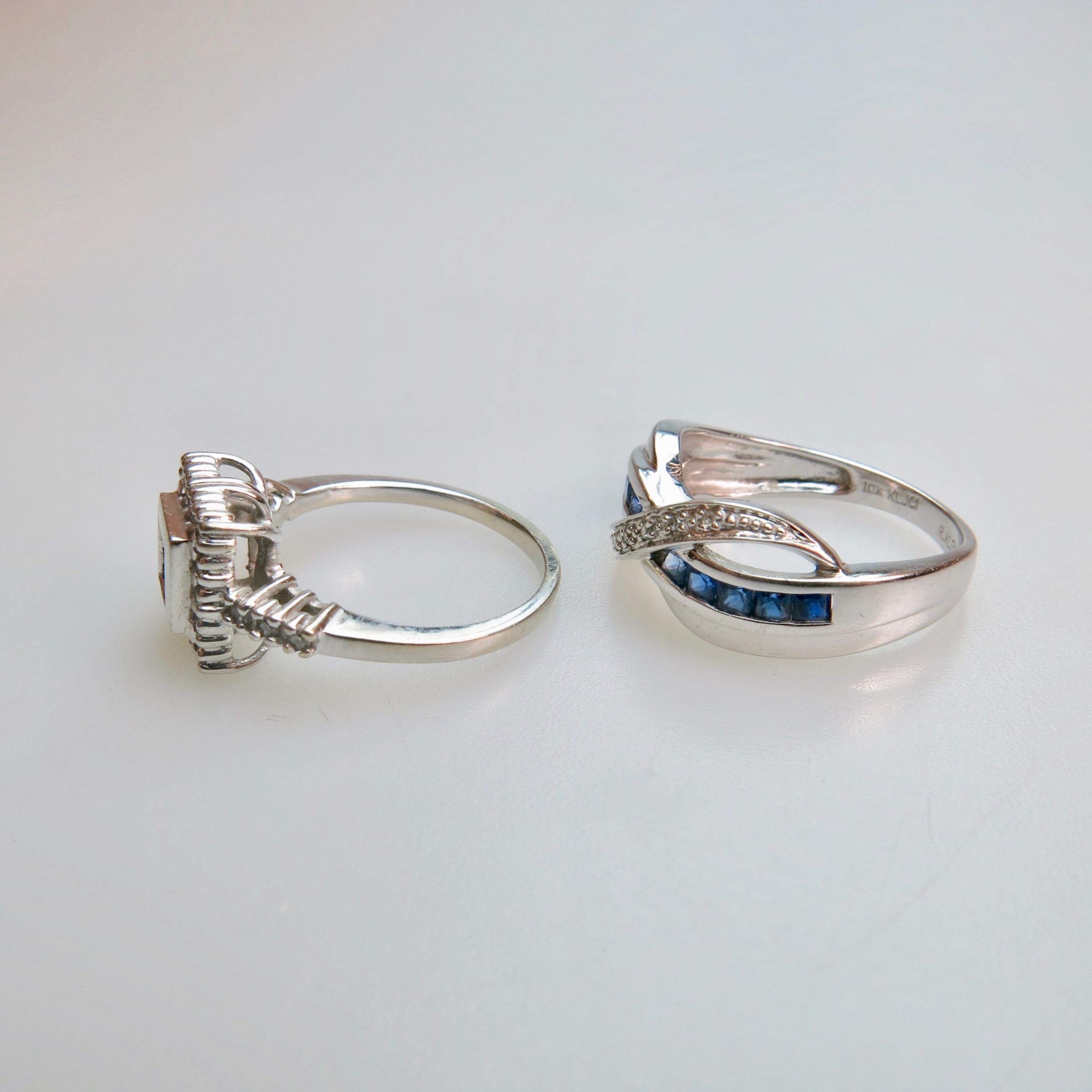 A 14k White Gold Ring And A 10k White Gold Ring