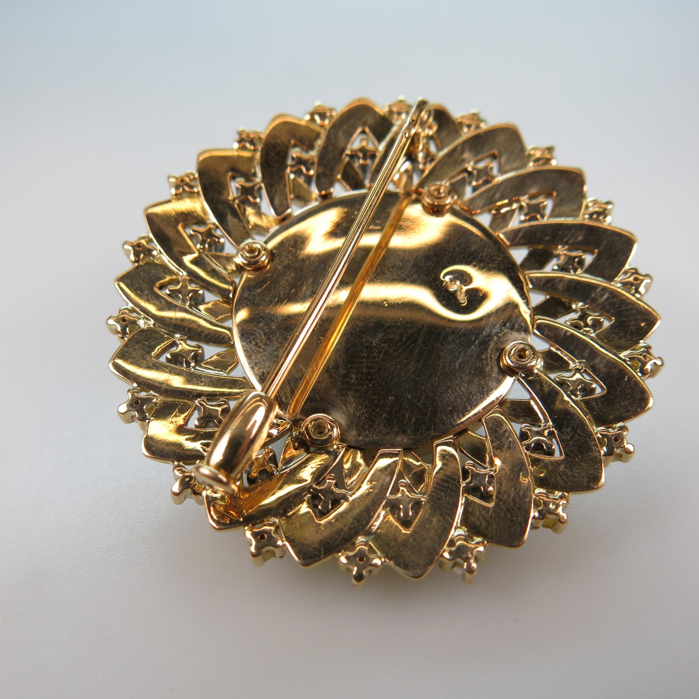 Portuguese 800 Grade Yellow and White Gold Circular Brooch