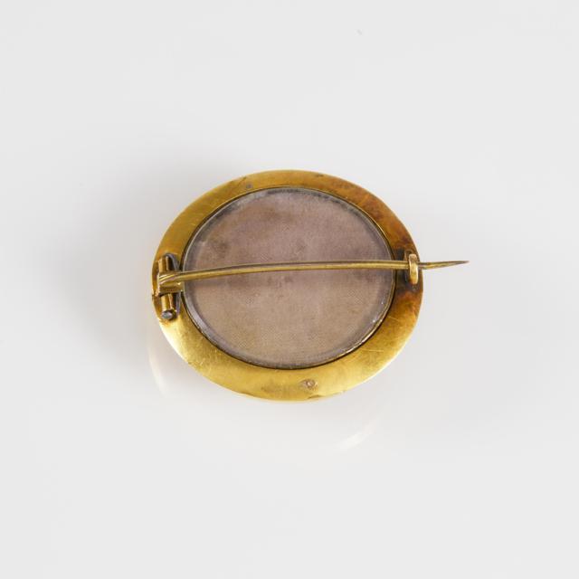 19th Century 14k Yellow Gold Circular Brooch