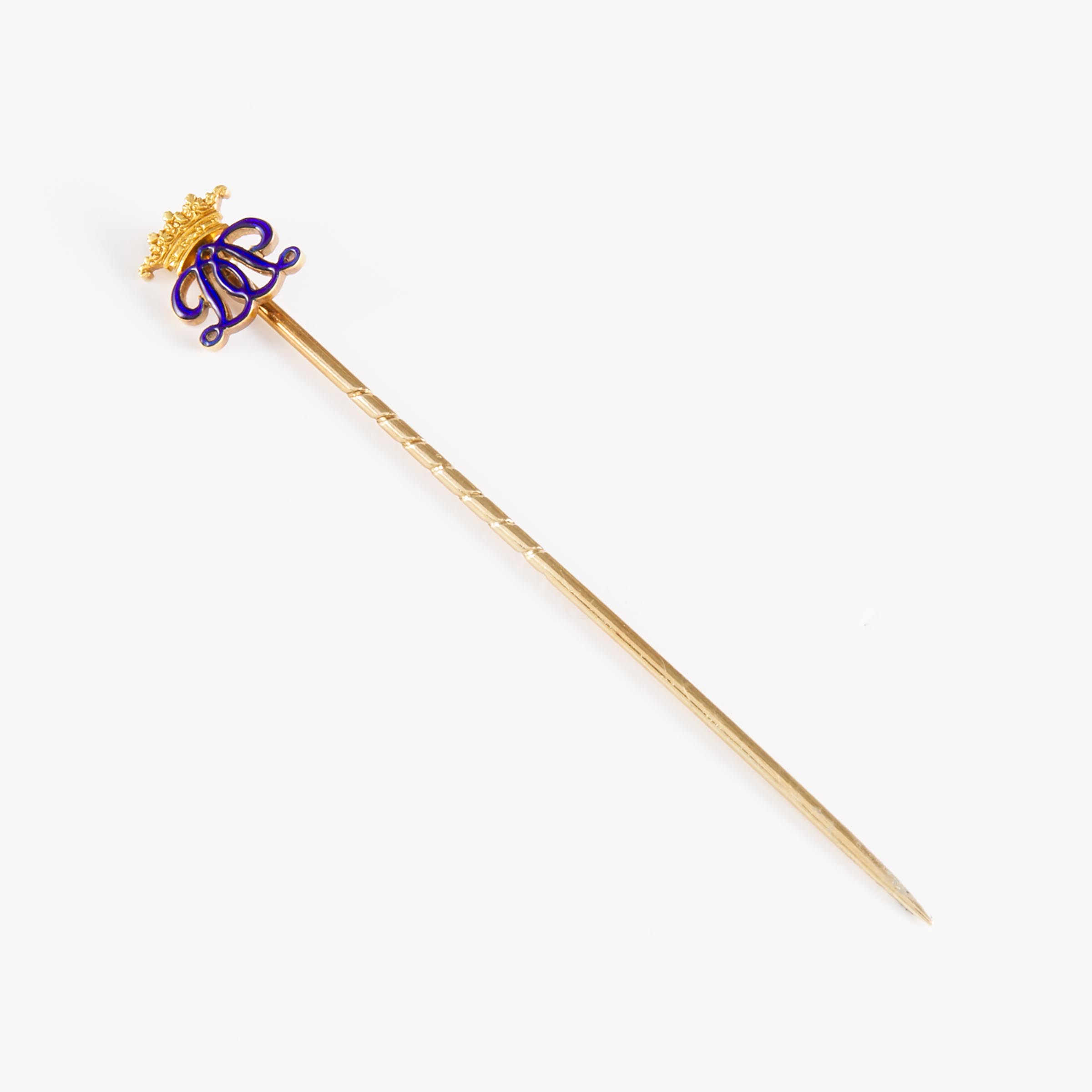18k Yellow Gold And Enamel Stickpin