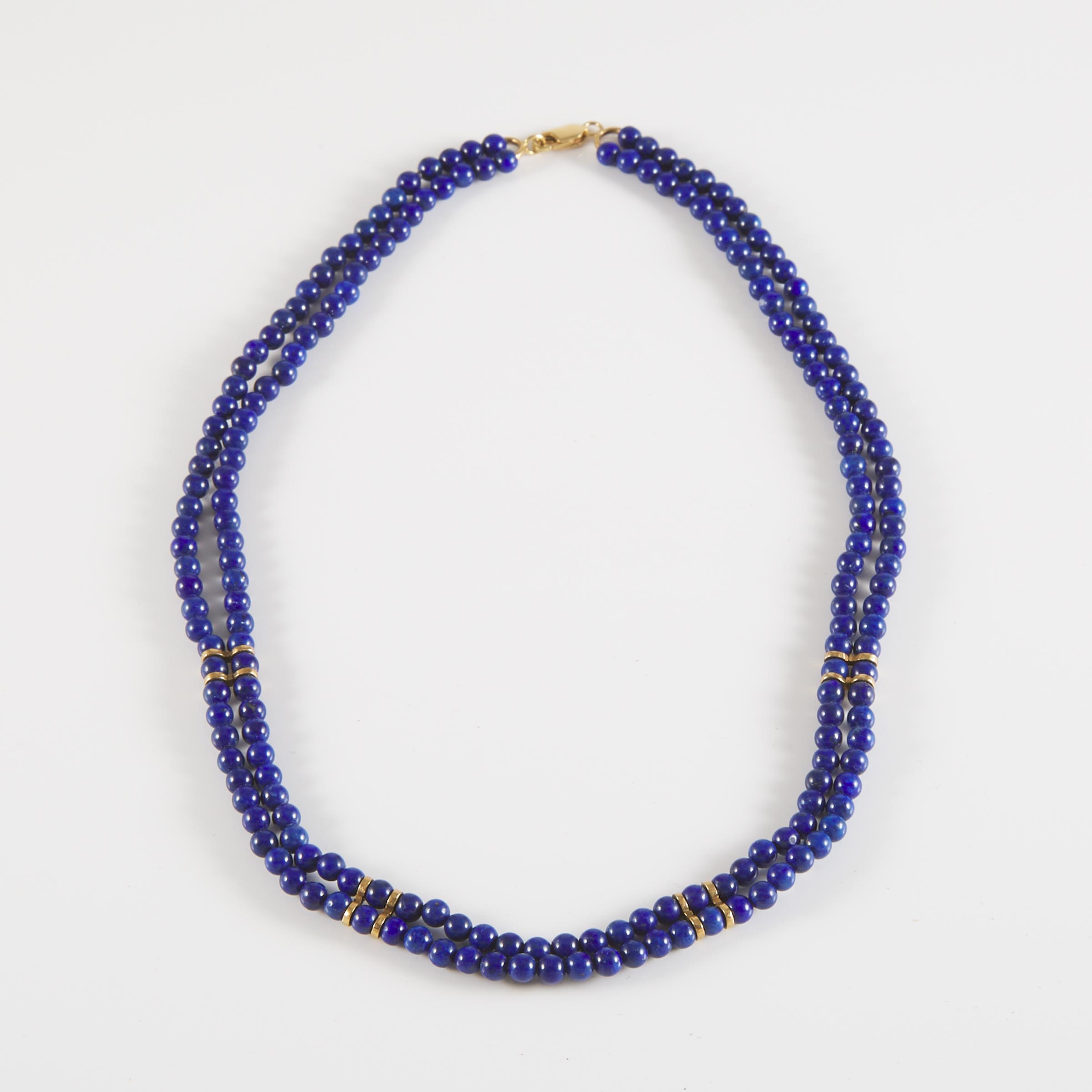 Double Strand Of Lapis Beads