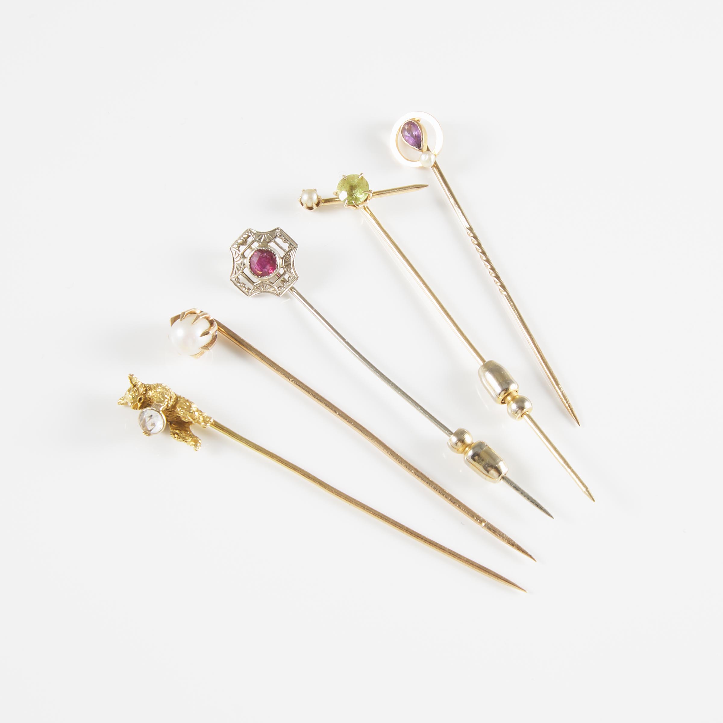 5 Yellow And White Gold Stick Pins