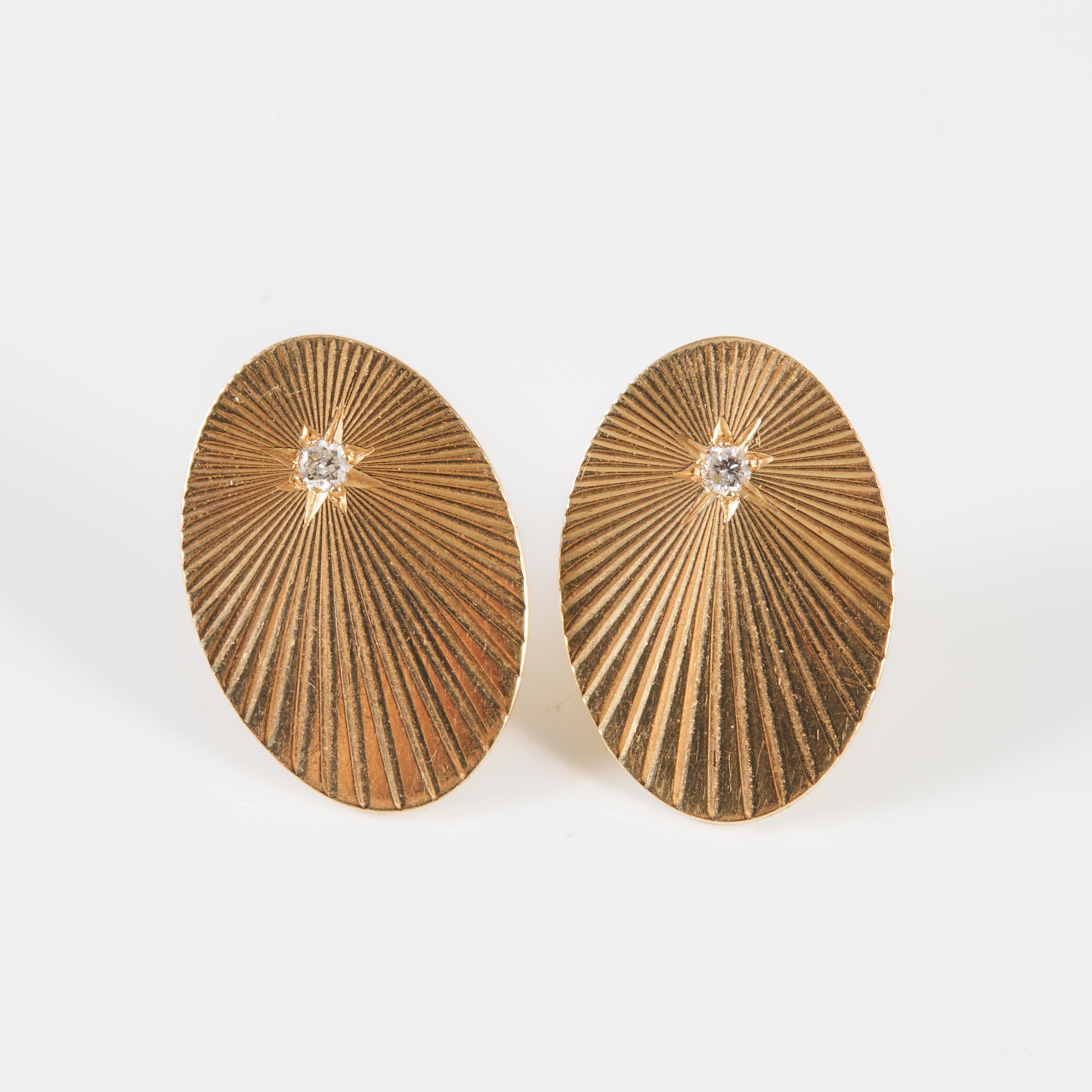 Pair Of 14k Yellow Gold Oval Earrings