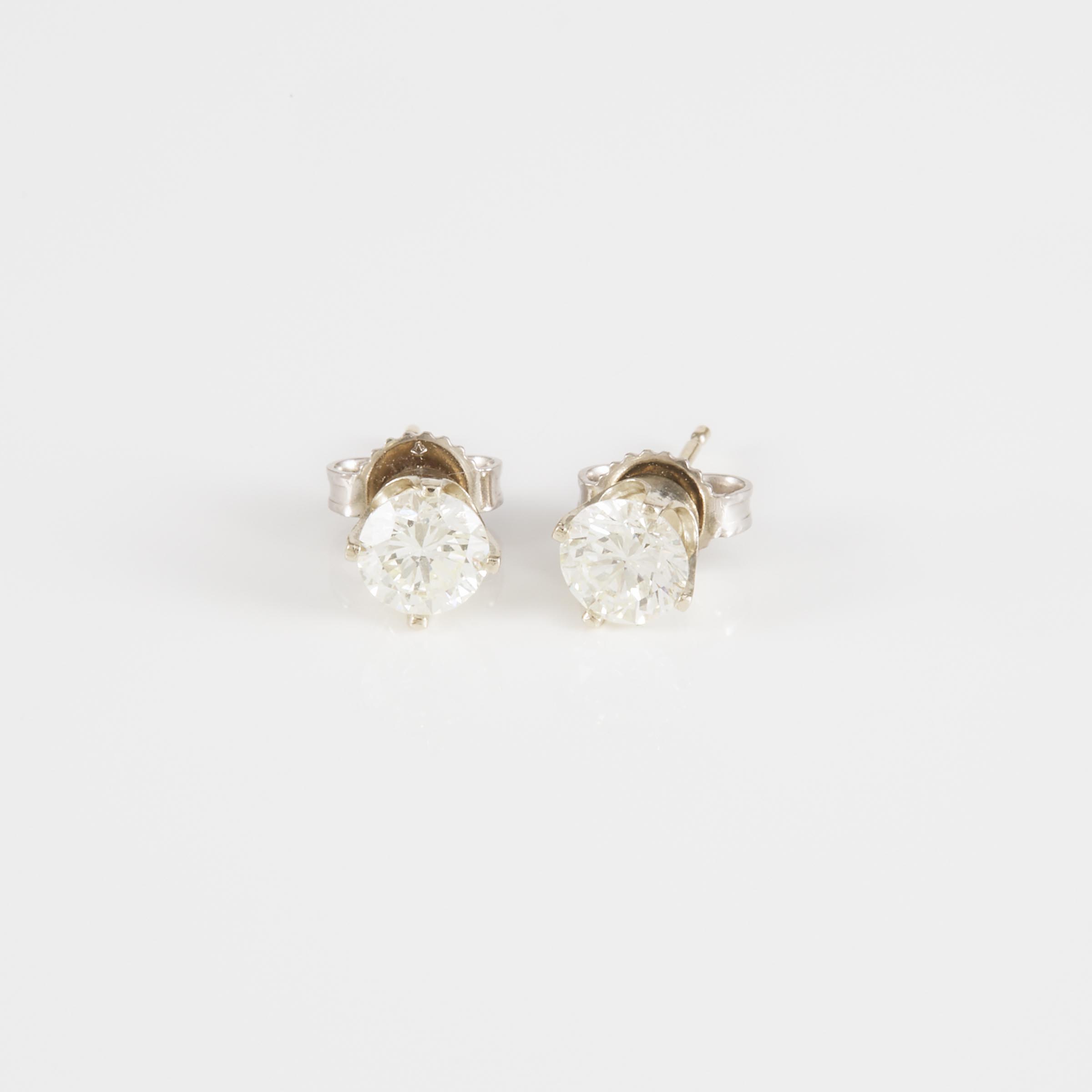 Pair Of 14k White Gold Stud Earrings