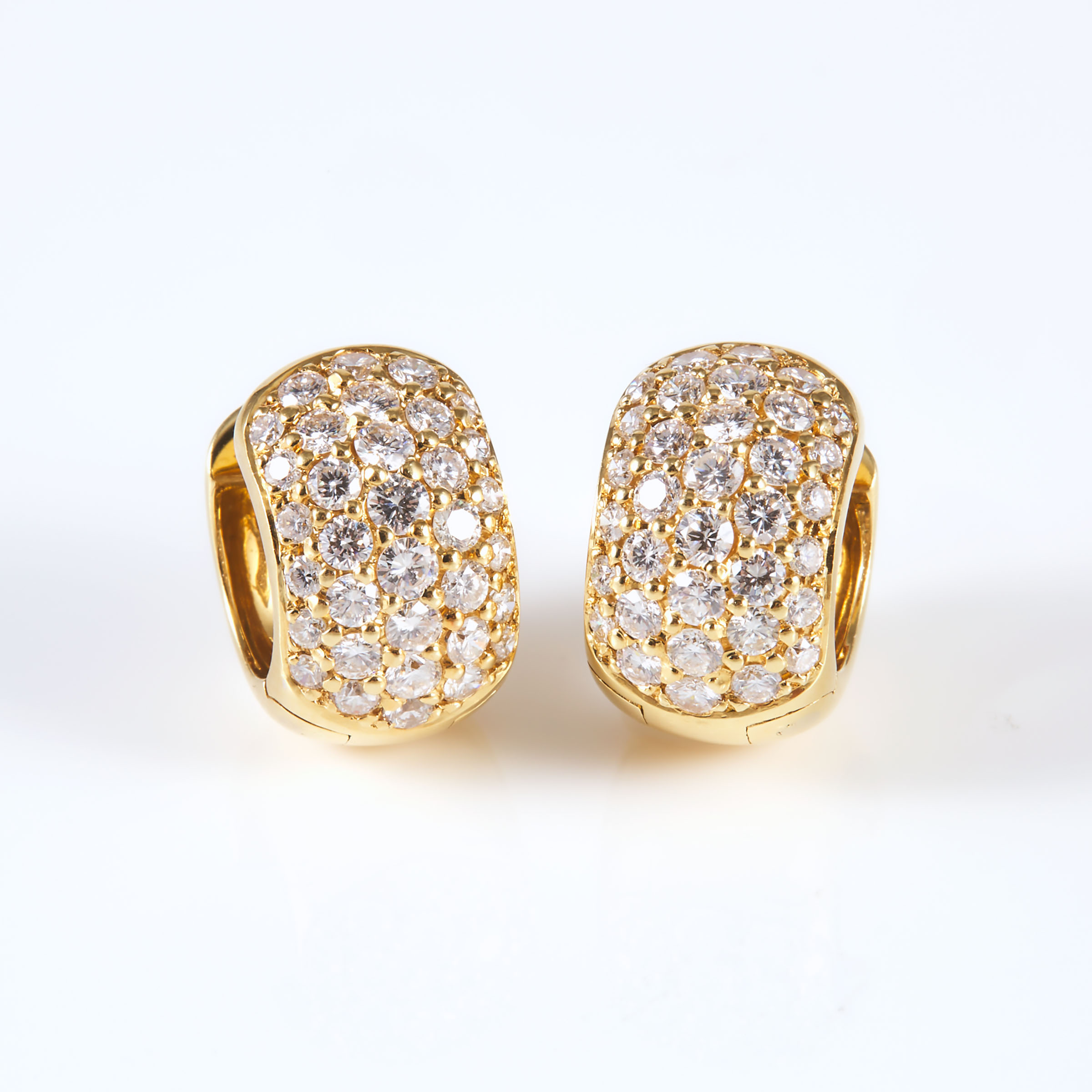 Pair Of 18k Yellow Gold Hinged Huggie Earrings