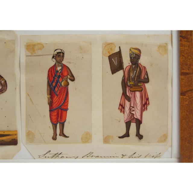 A Group of Eight Company School Mica Paintings of Castes and People of India, 19th Century